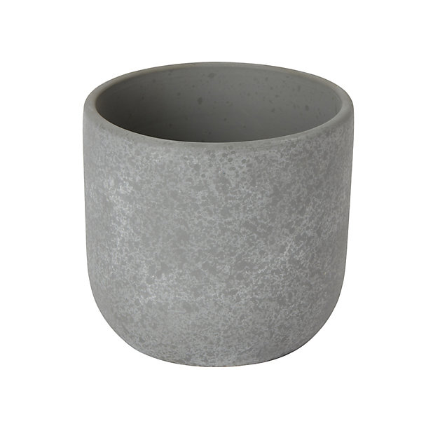 Grey Clay Speckle Circular Plant pot (Dia)10.4cm | DIY at B&Q