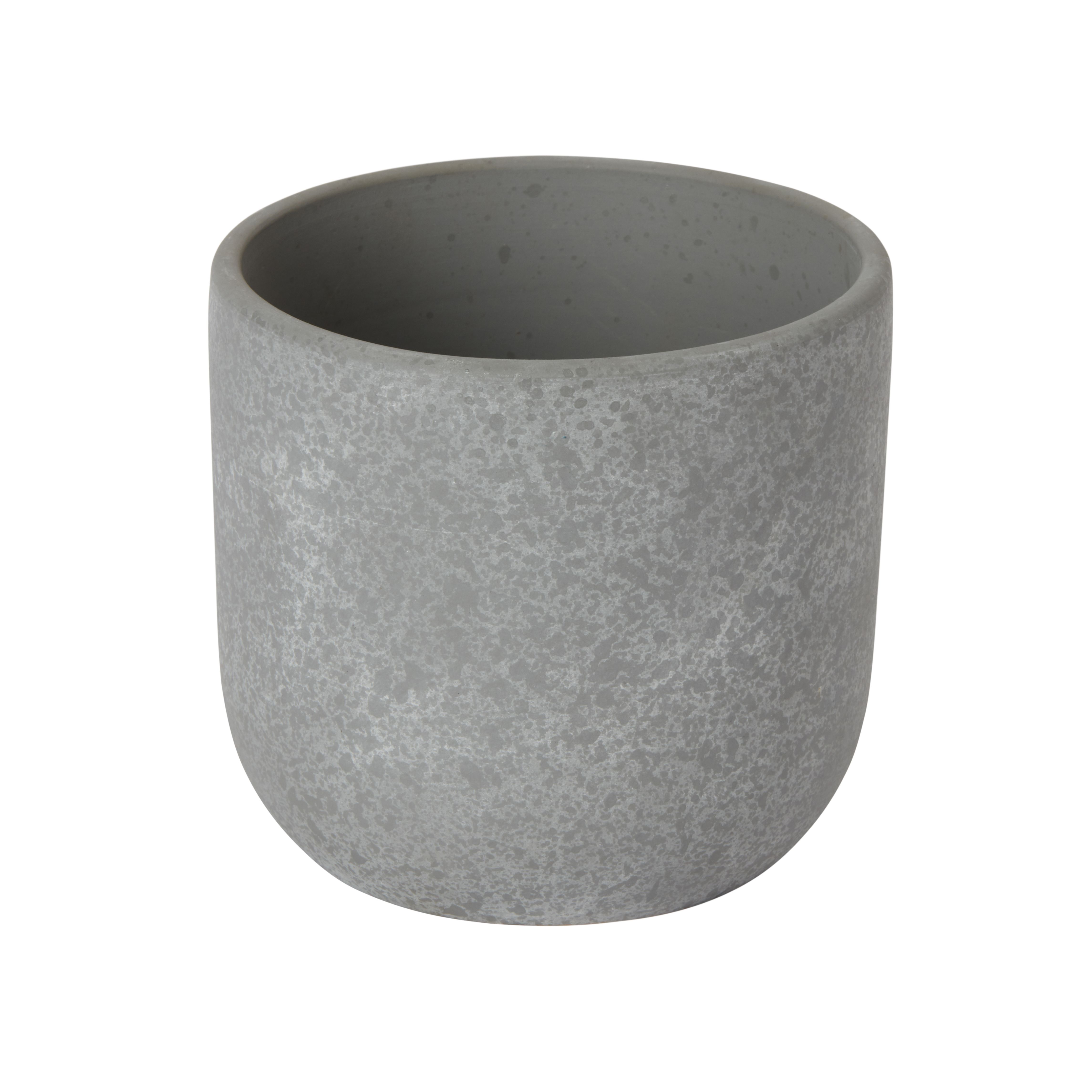 Grey Clay (Dia)10.4cm Plant | pot at Circular DIY Speckle B&Q