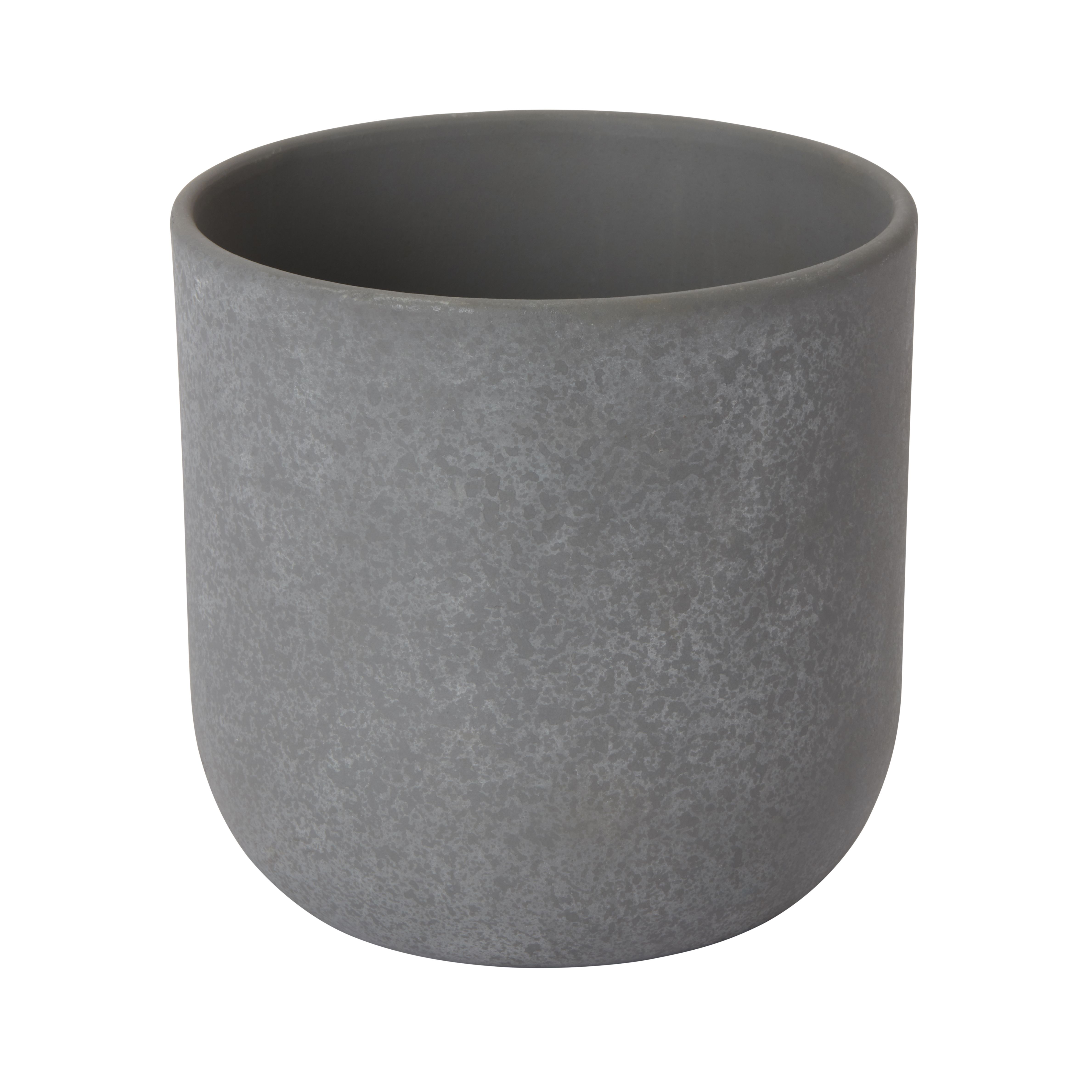 Grey Clay Speckle Circular Plant pot Dia 14.2cm DIY at B Q
