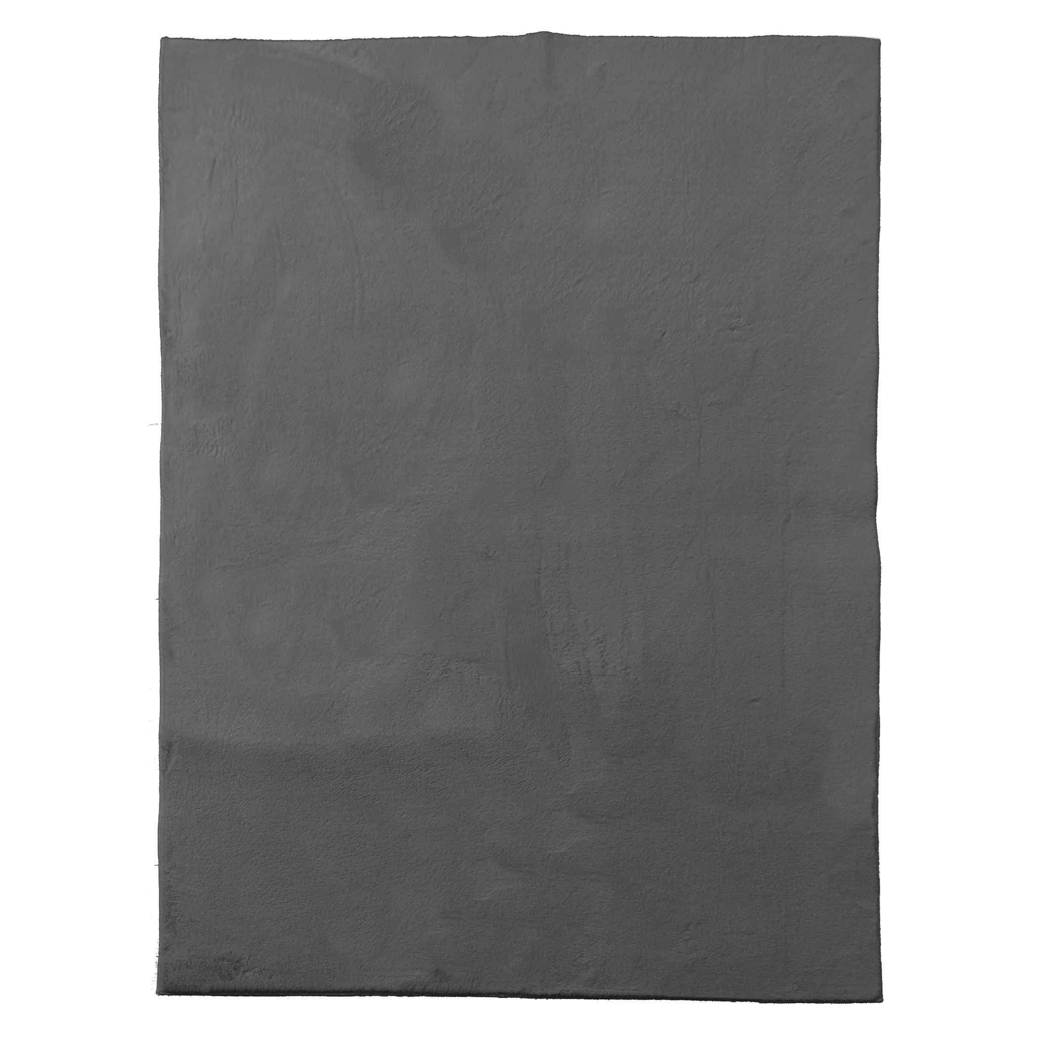 Grey Faux Fur effect Medium Rug, (L)160cm x (W)120cm