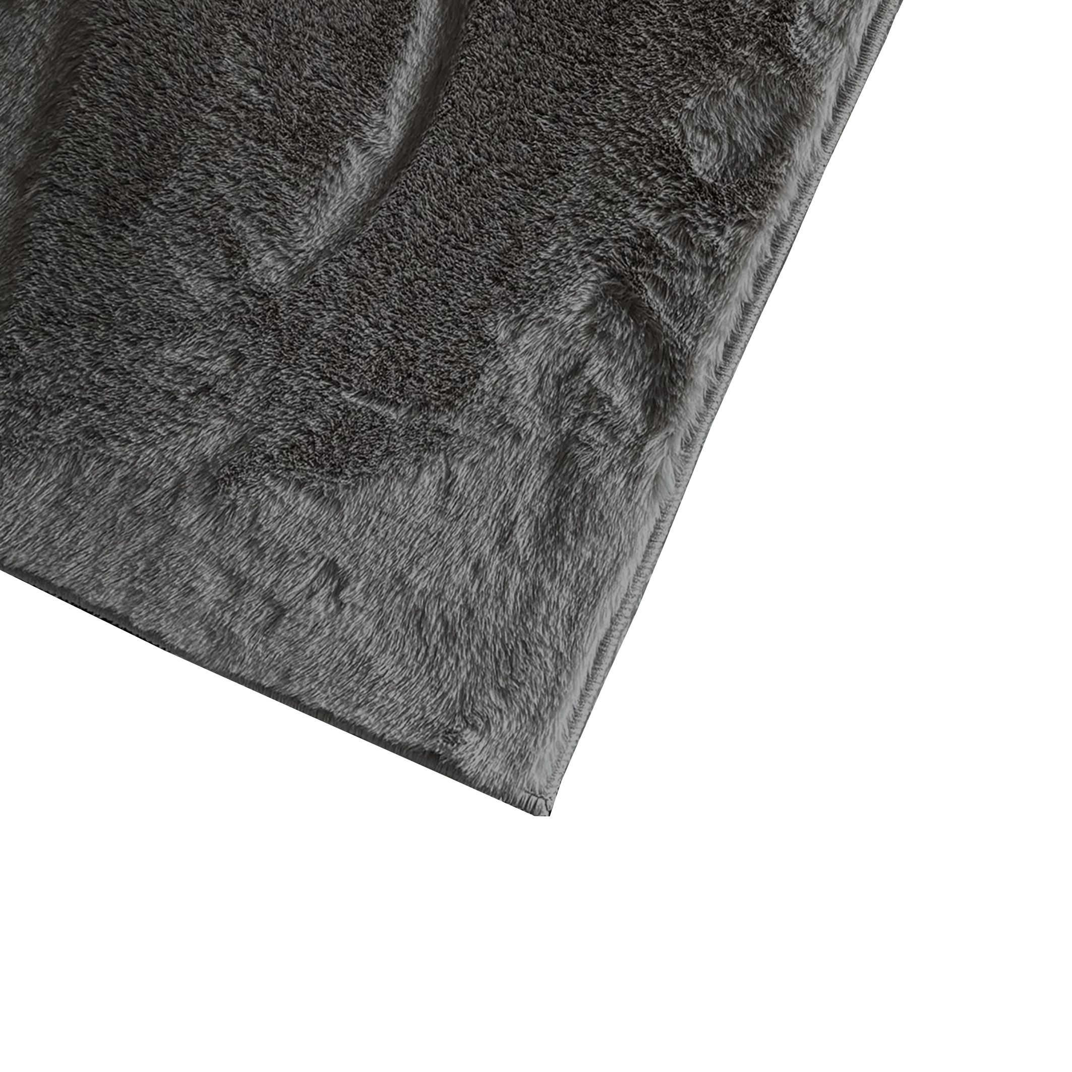 Grey Faux Fur effect Medium Rug, (L)160cm x (W)120cm