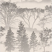 Grey Foliage mirage Mica effect Smooth Wallpaper