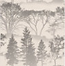Grey Foliage mirage Mica effect Smooth Wallpaper