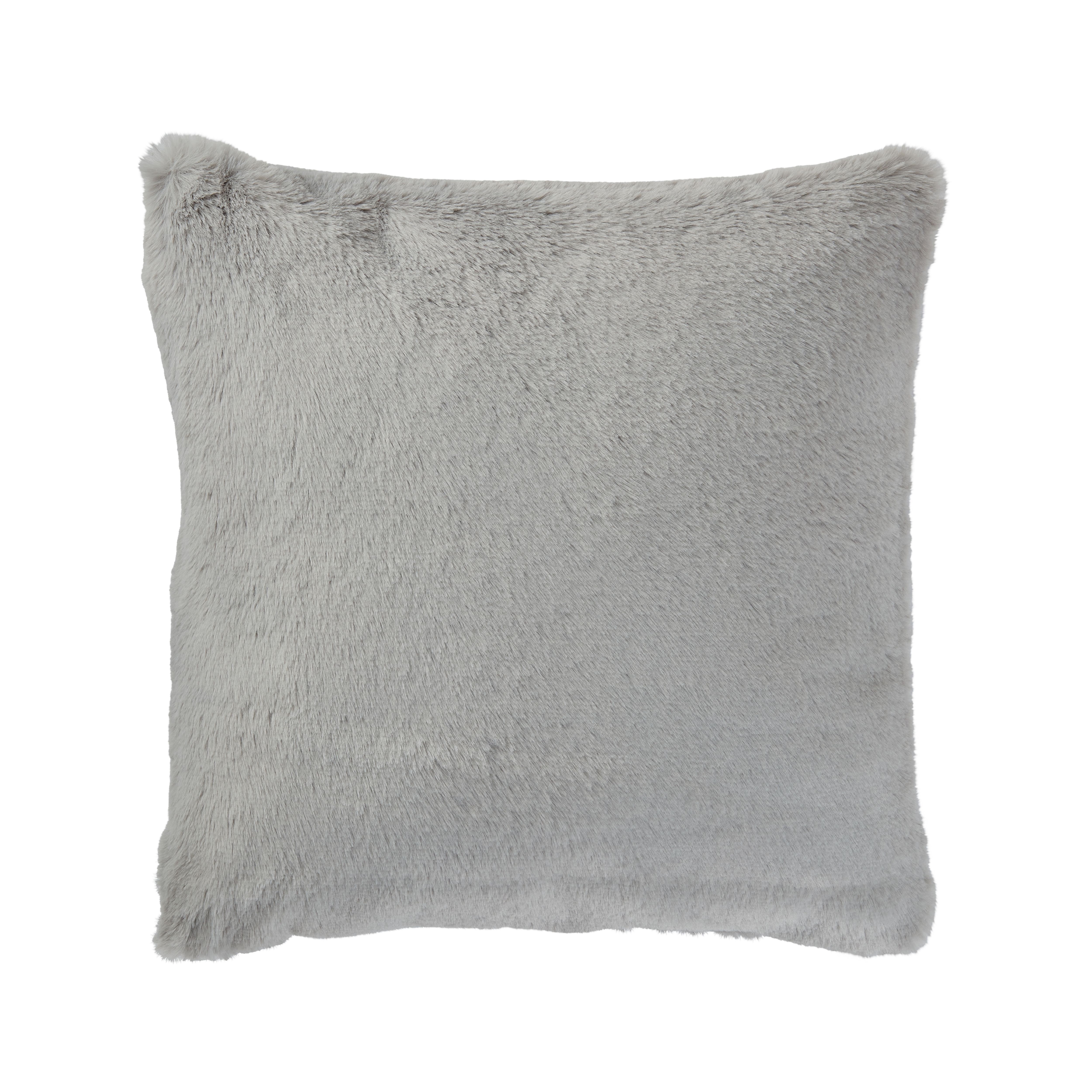 Grey Fur effect Indoor Cushion, (L)35cm x (W)35cm