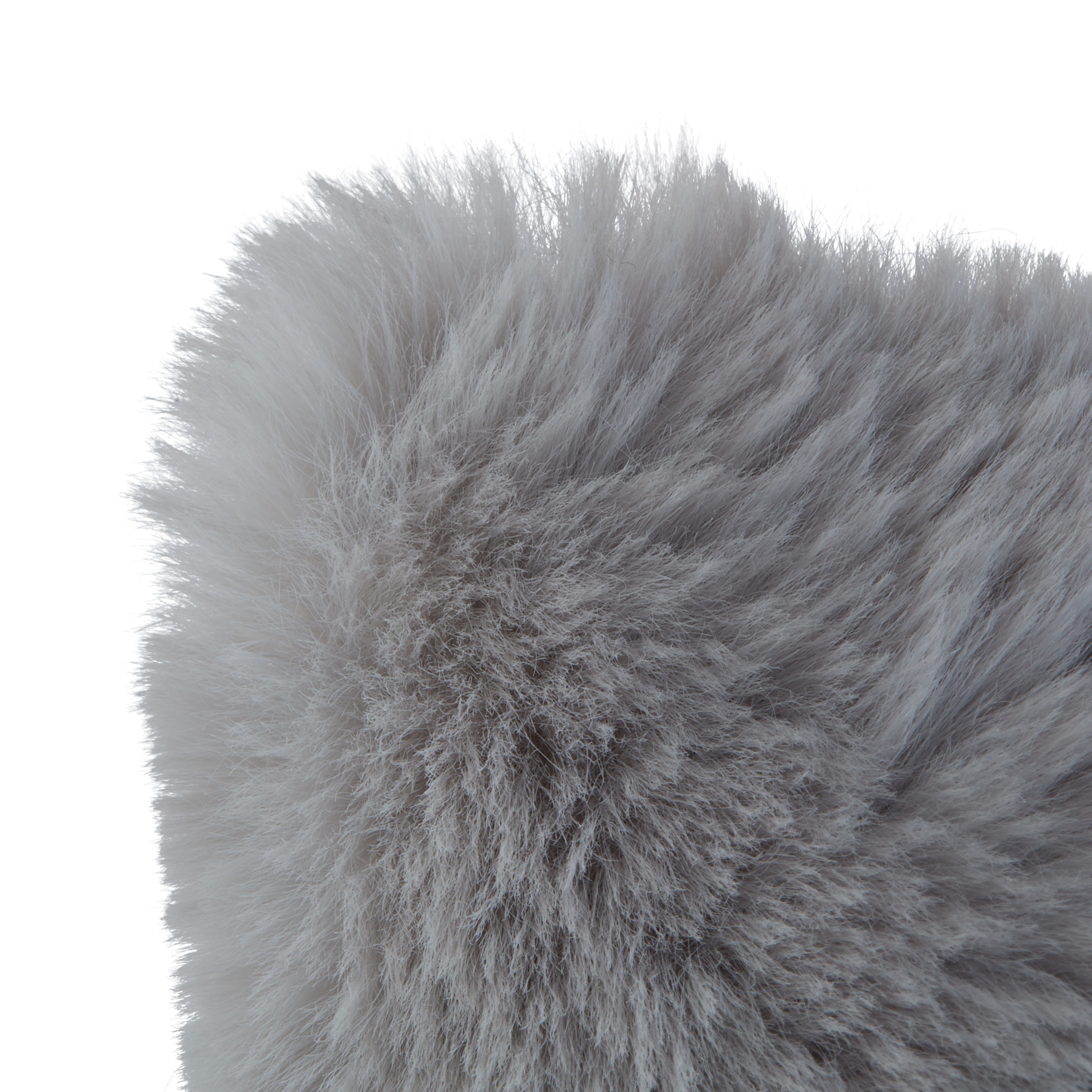 Grey Fur effect Indoor Cushion, (L)35cm x (W)35cm