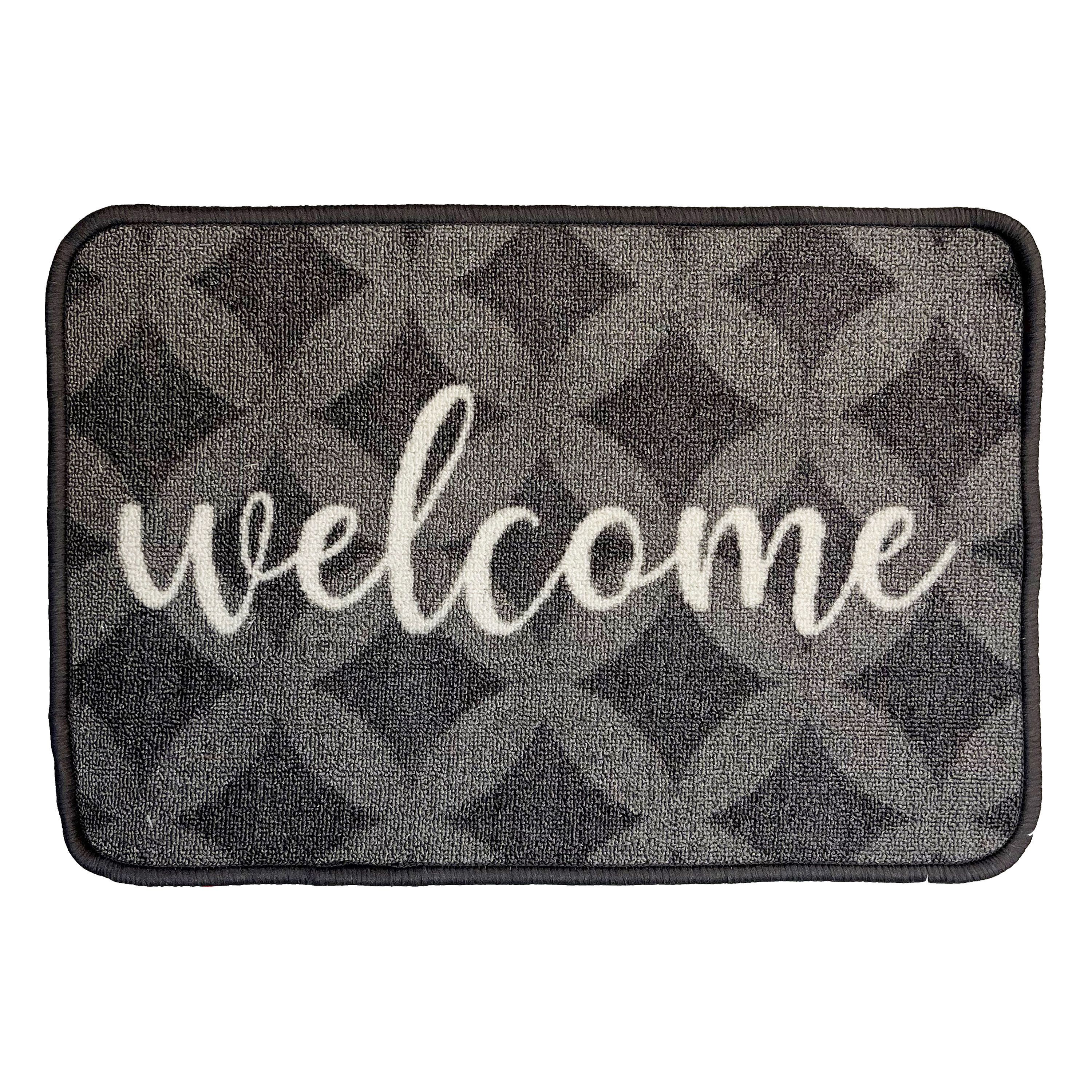 Grey Geometric Welcome Door mat, 60cm x 40cm