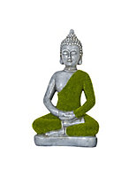 Grey & green Aluminium, polyurethane (PU) & steel Buddha Garden ornament (H)37cm