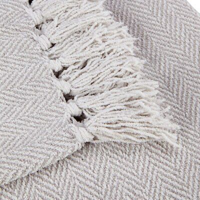 Grey Herringbone Chenille Throw