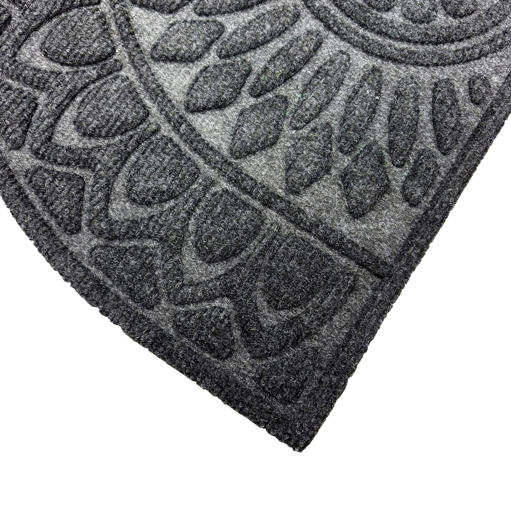 Grey Mandala Half moon Door mat, 40cm x 60cm