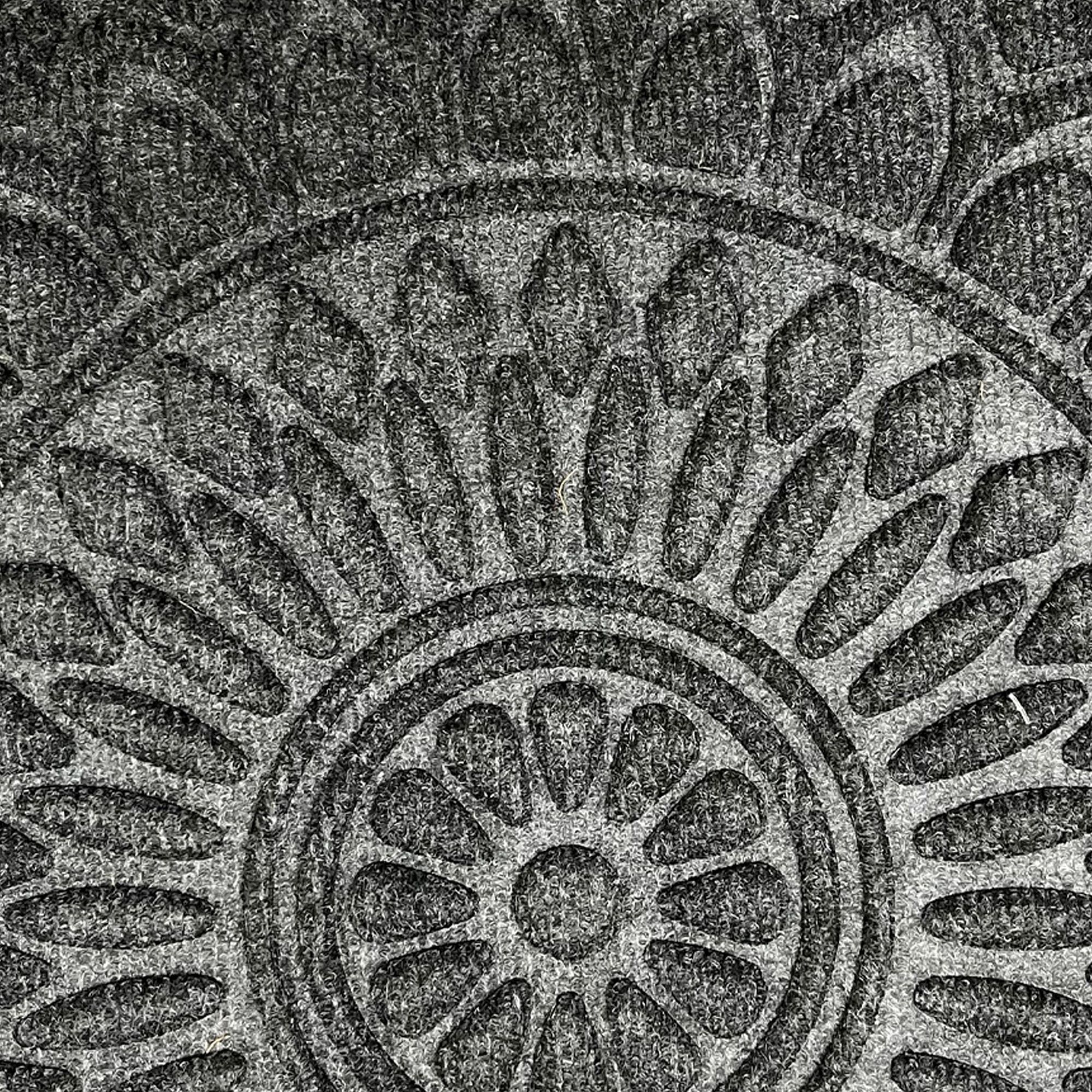 Grey Mandala Half moon Door mat, 40cm x 60cm