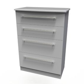 Grey matt 4 Drawer Bedside chest (H)1075mm (W)765mm (D)415mm