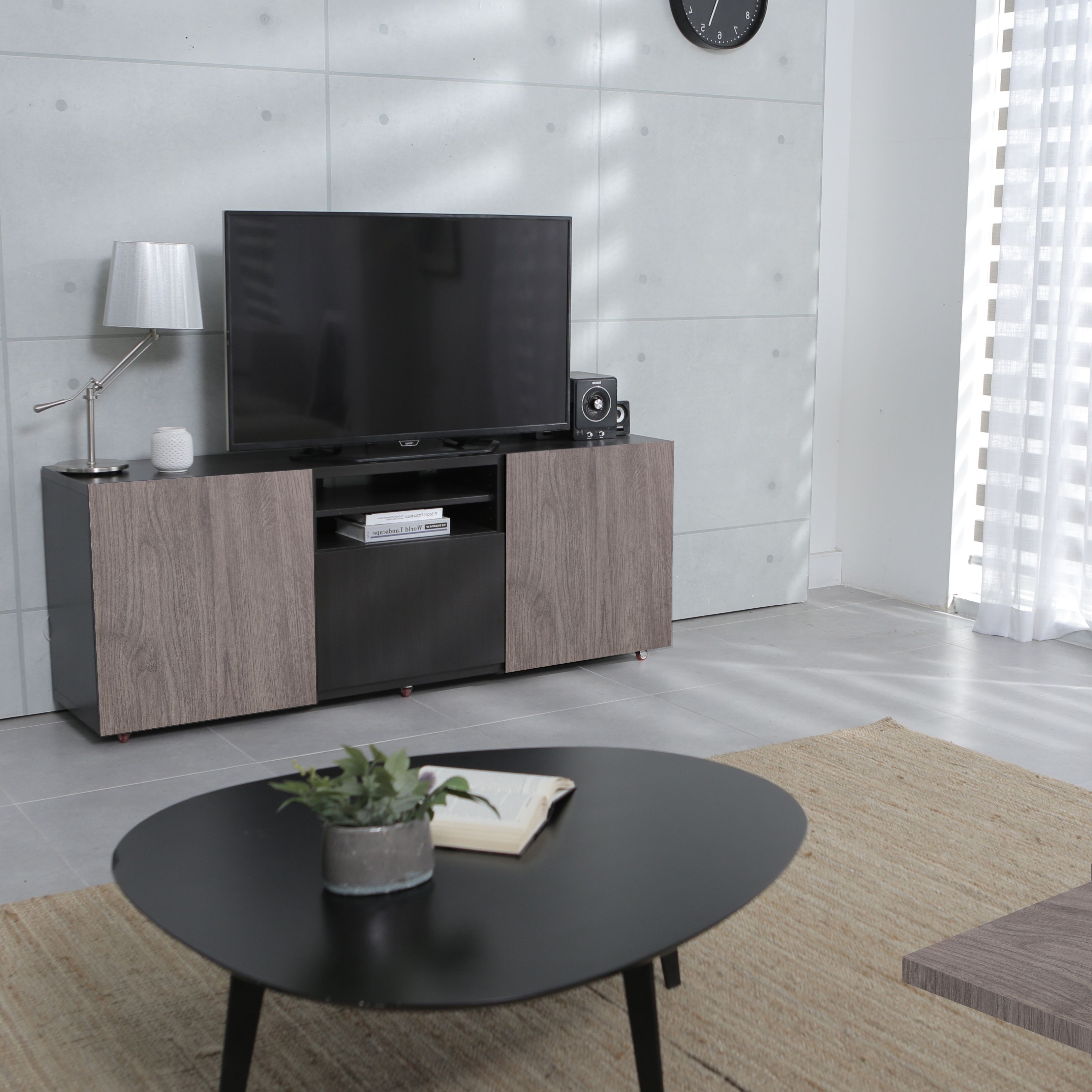 Grey Matt Oak effect Square edge Furniture panel, (L)2.5m (W)400mm (T)18mm