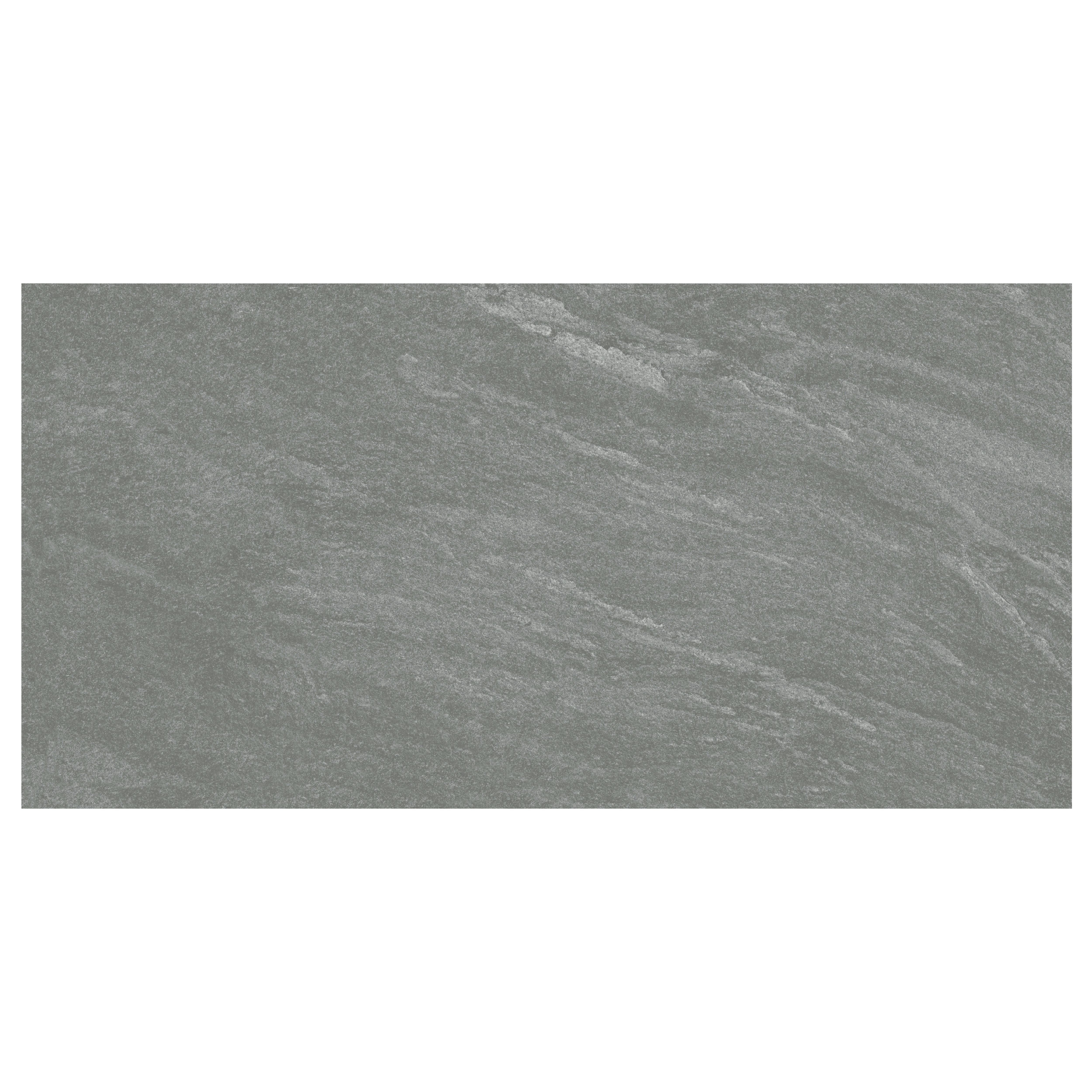 Grey Matt Slate effect Textured Porcelain Outdoor Floor Tile, Pack of 6, (L)600mm (W)300mm