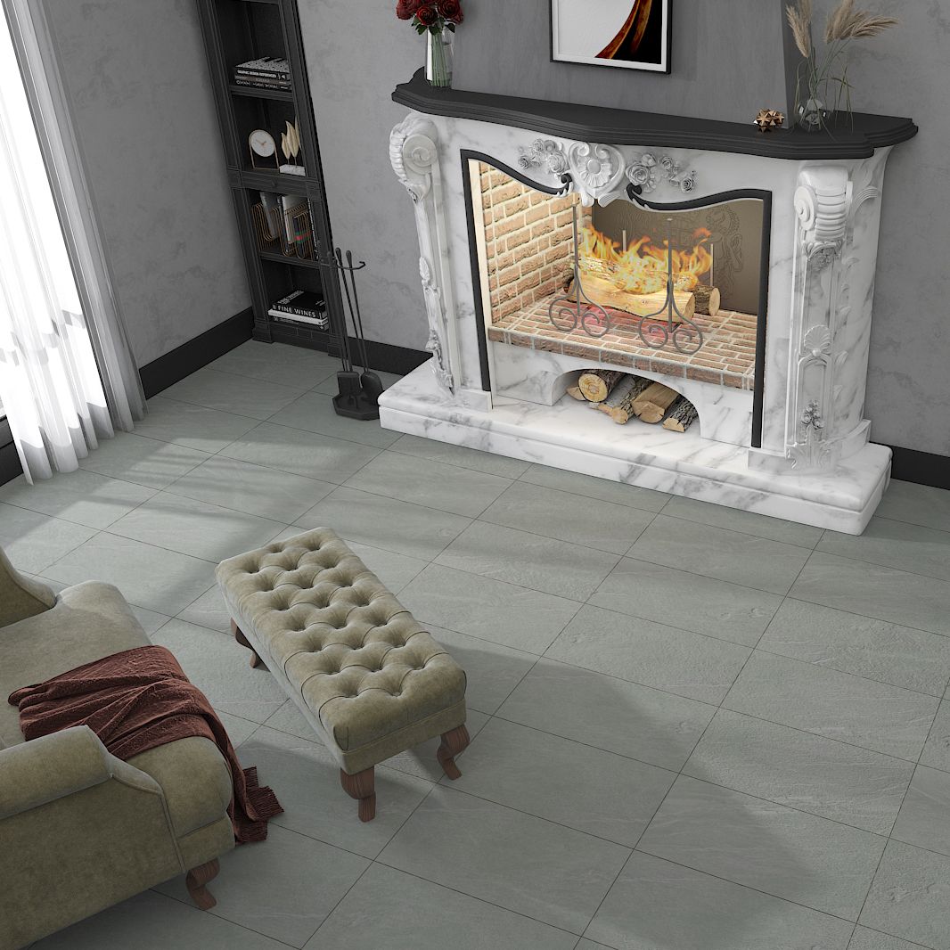 Grey Matt Slate effect Textured Porcelain Outdoor Floor Tile, Pack of 6, (L)600mm (W)300mm
