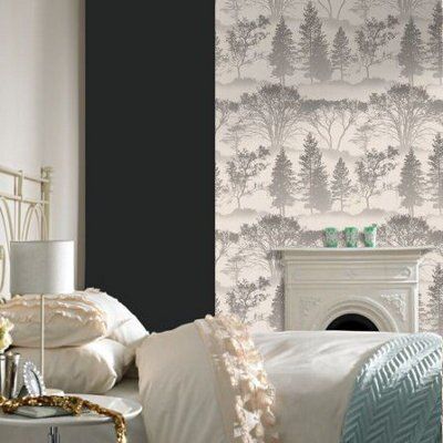 Grey Mica effect Foliage mirage Smooth Wallpaper