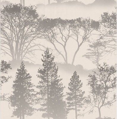 Grey Mica effect Foliage mirage Smooth Wallpaper