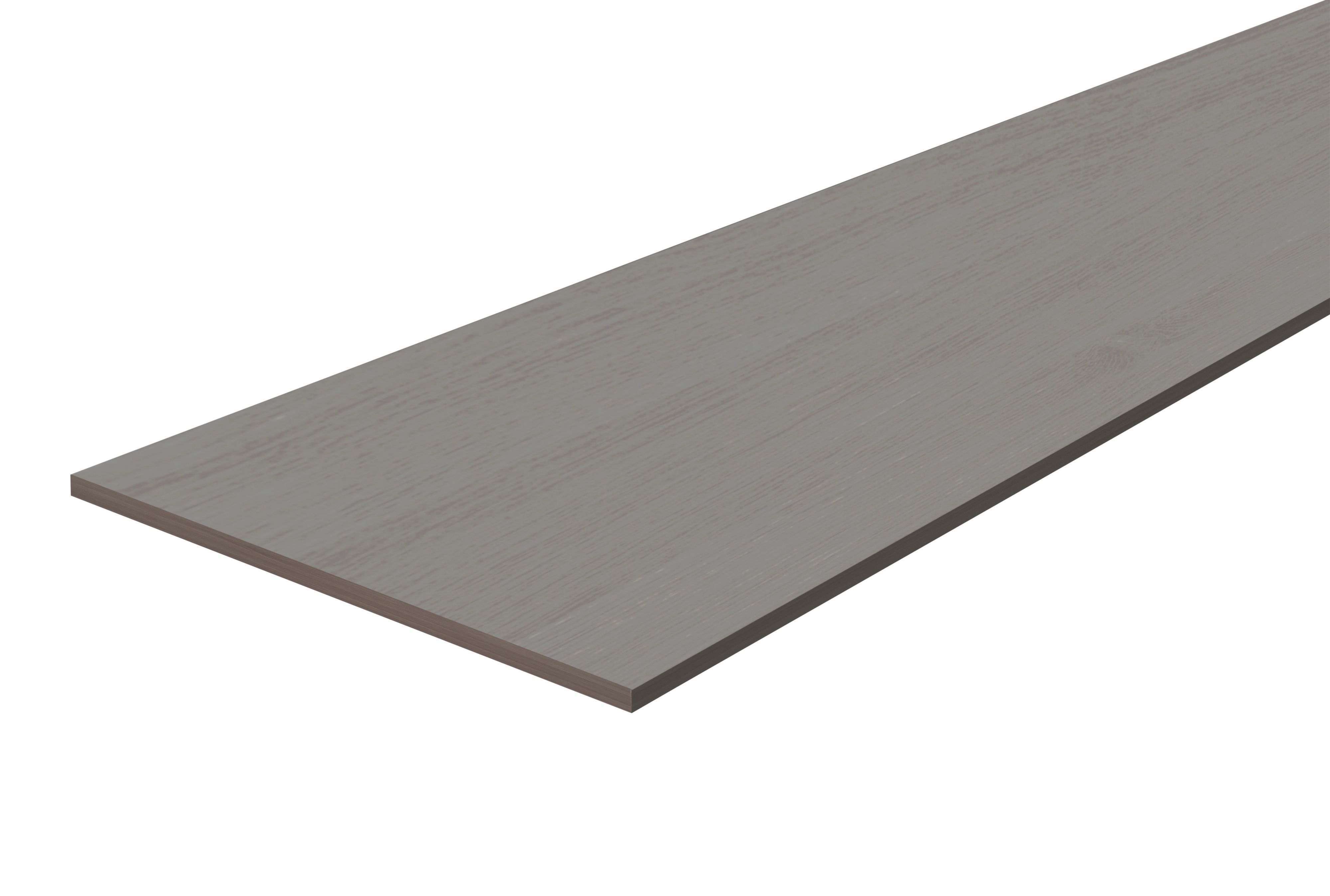 Grey Oak effect Fully edged Chipboard Furniture board, (L)0.8m (W)200mm (T)18mm