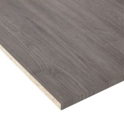 Grey Oak effect Square edge Furniture panel, (L)2.5m (W)300mm (T)18mm