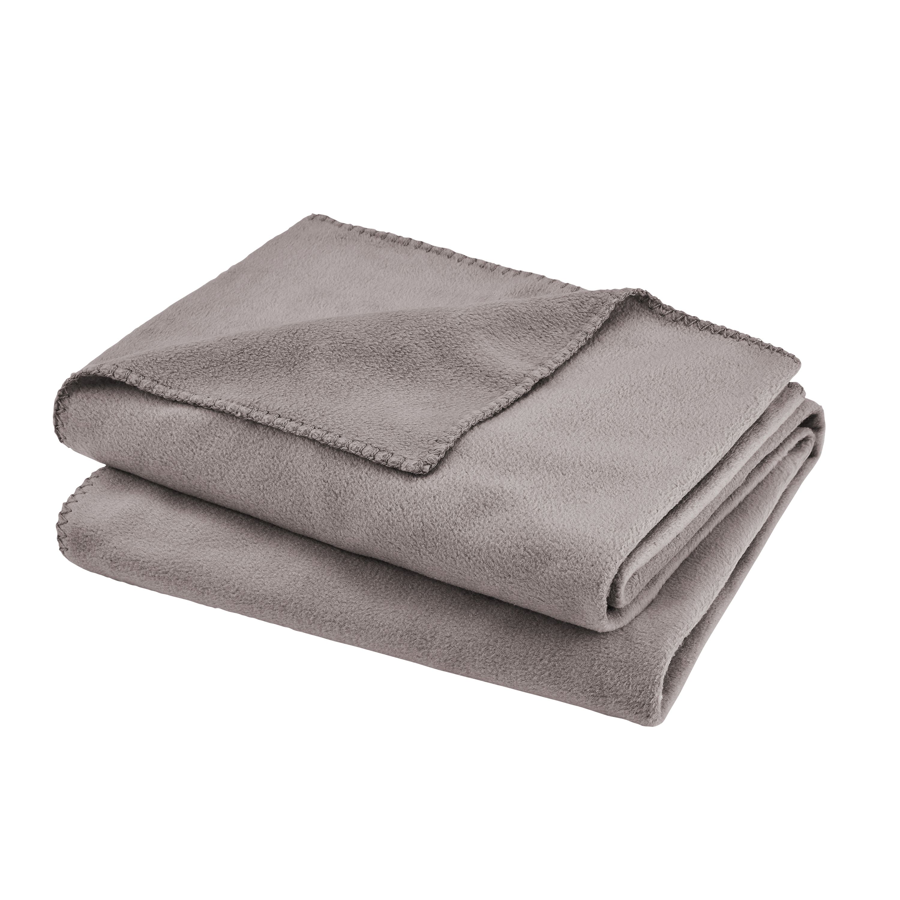 Grey Plain Fleece Throw