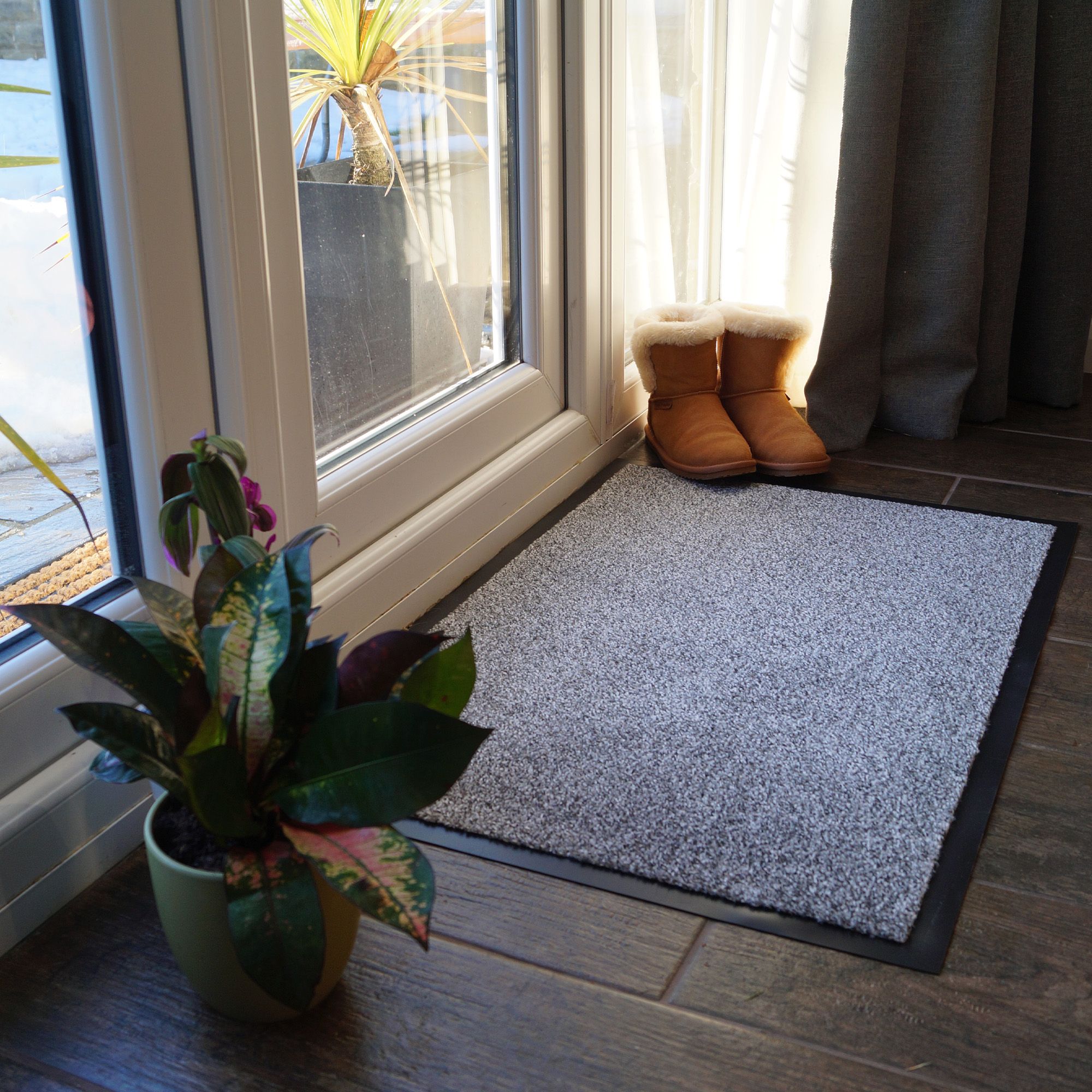 Grey Plain Rectangular Barrier mat, 80cm x 50cm