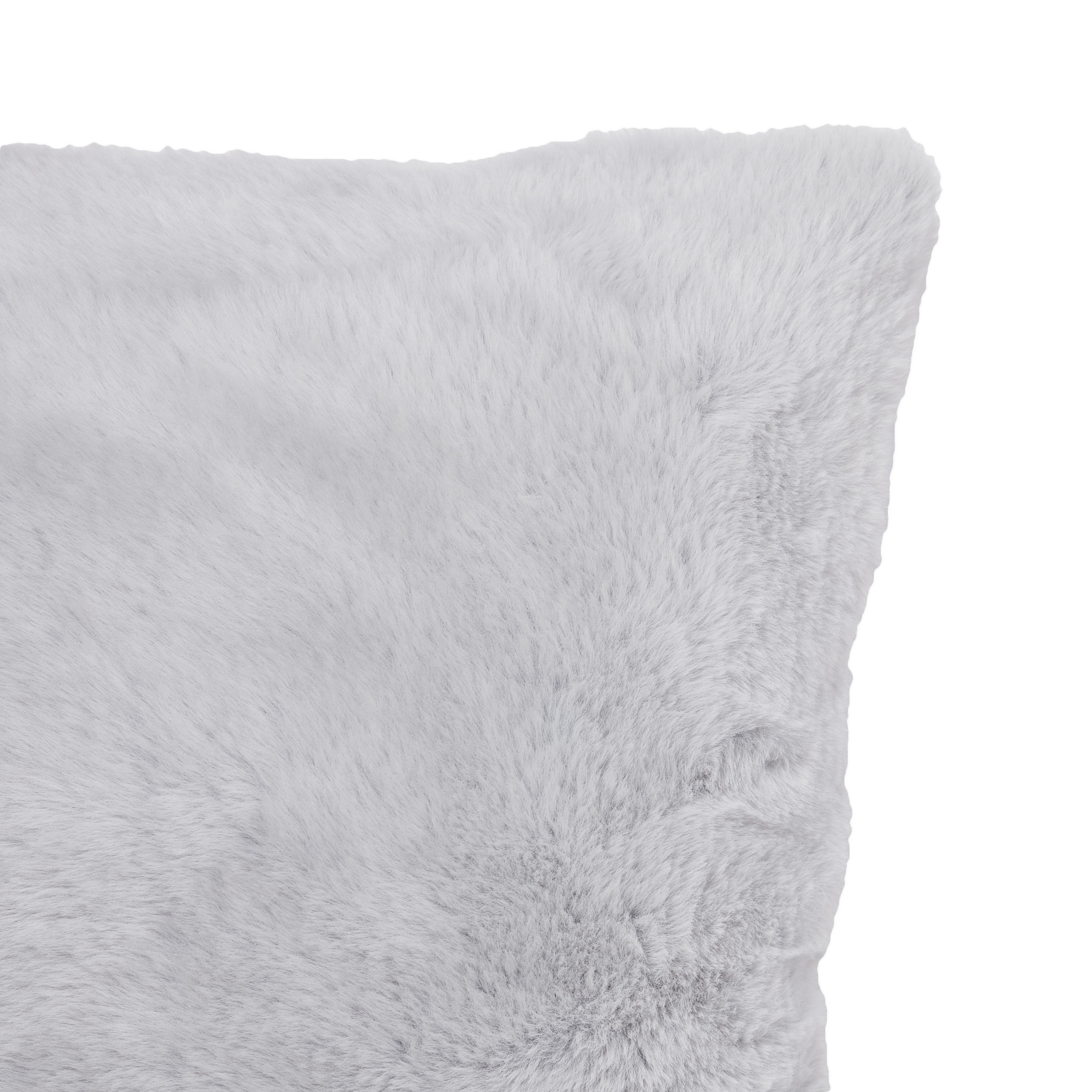 Grey Rabbit faux fur effect Indoor Cushion, (L)43cm x (W)43cm