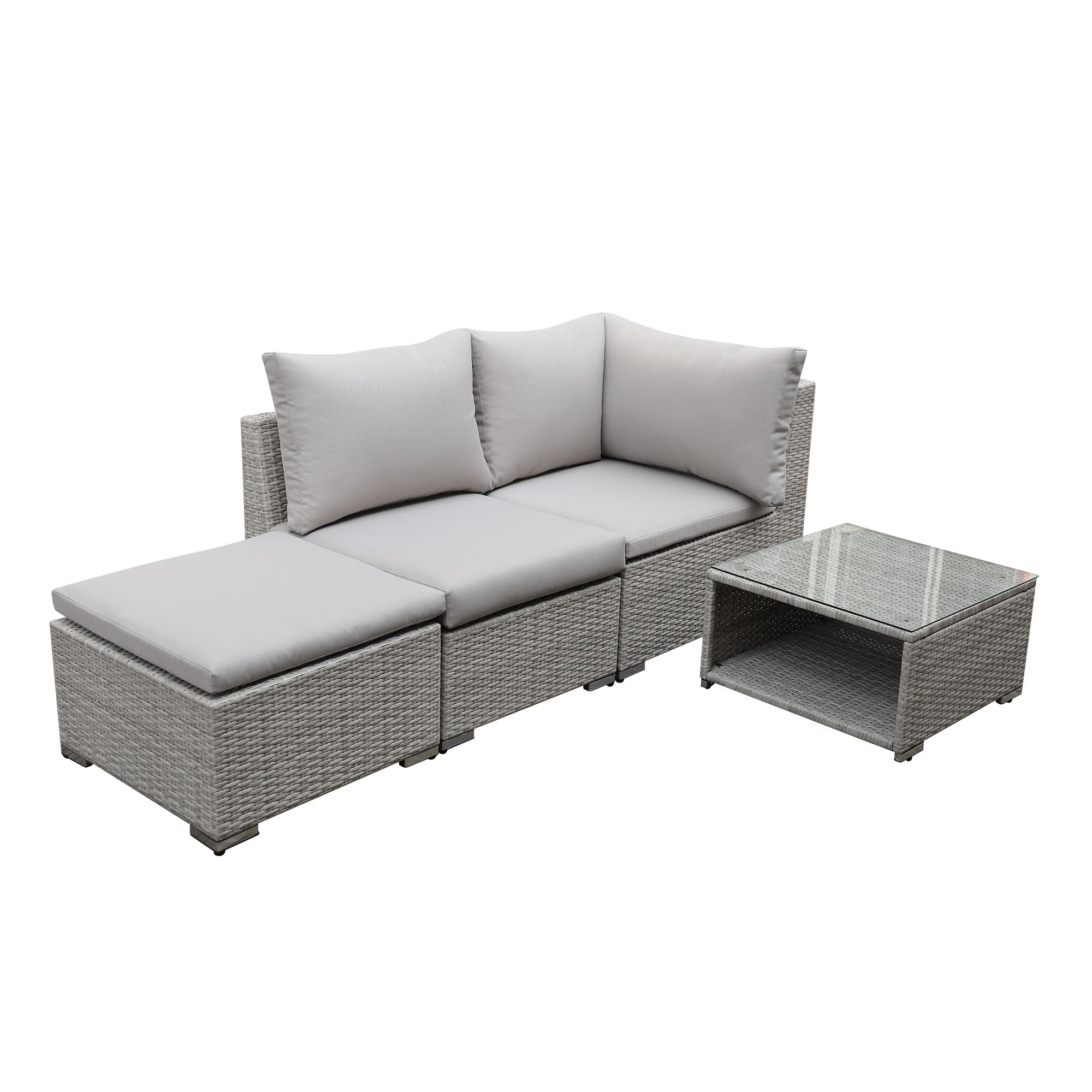 GREY Rattan effect 3 Seater Coffee set