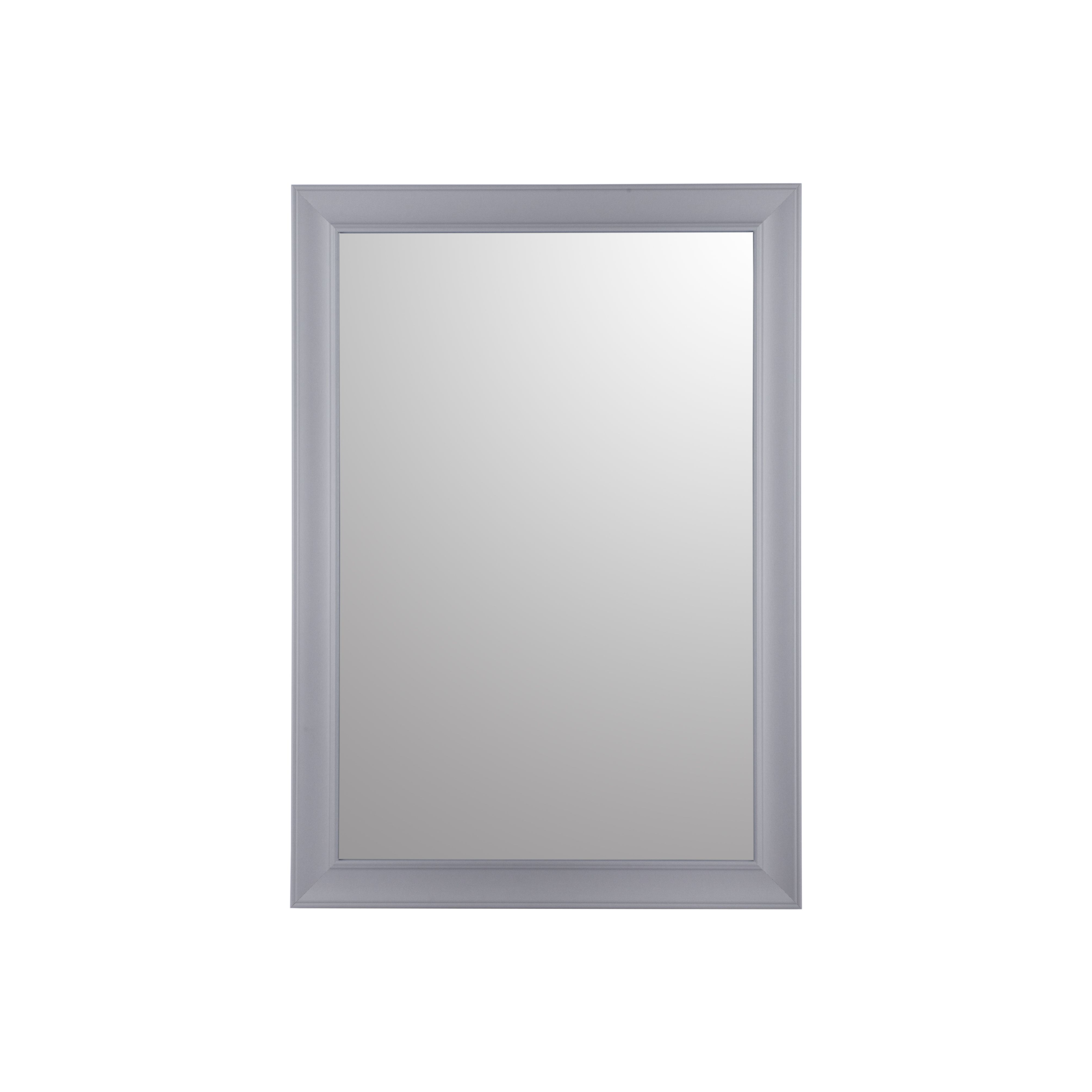 Grey Rectangular Wall-mounted Framed mirror, (H)87cm (W)61cm