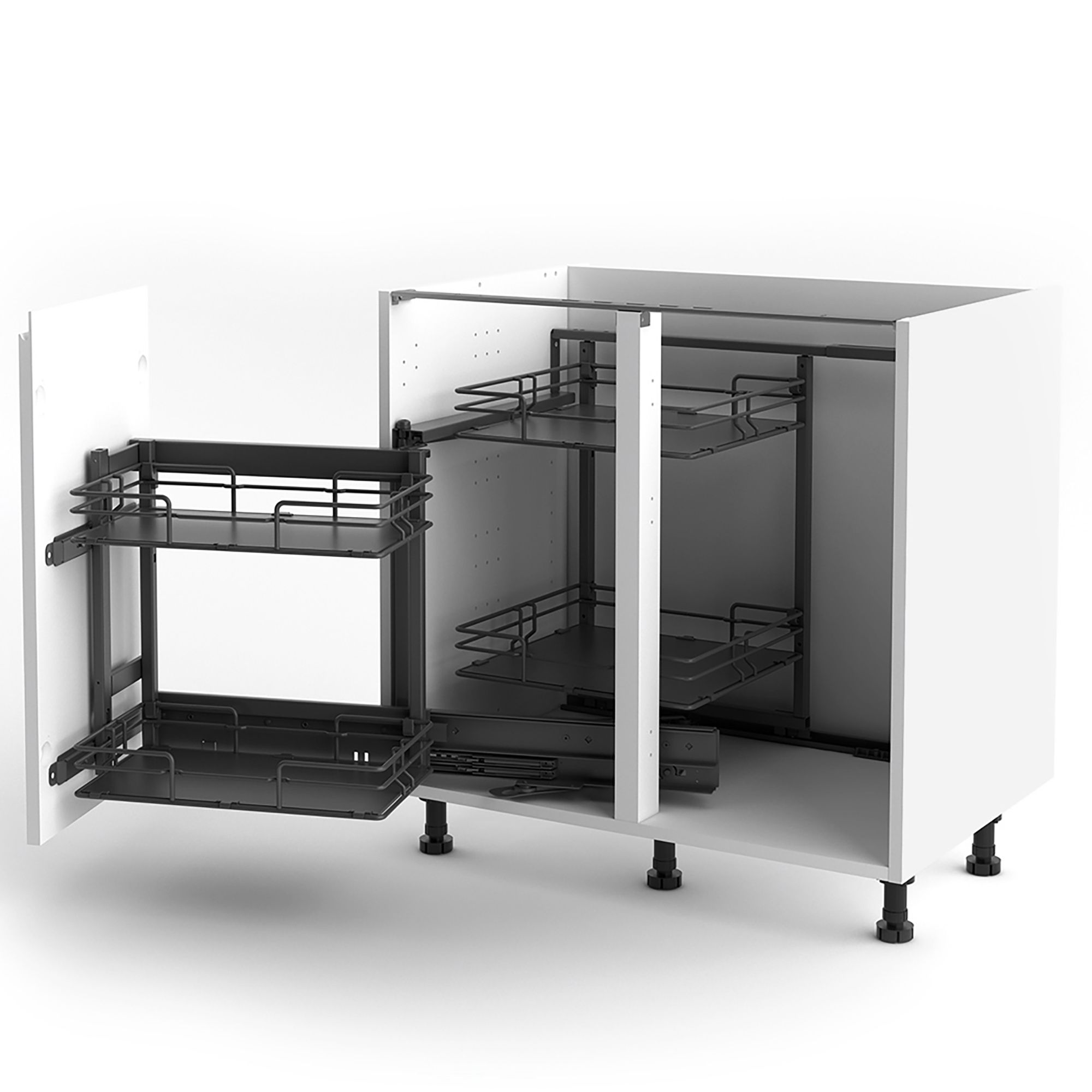 Grey Soft-close LH Corner cabinet 40cm Pull-out storage