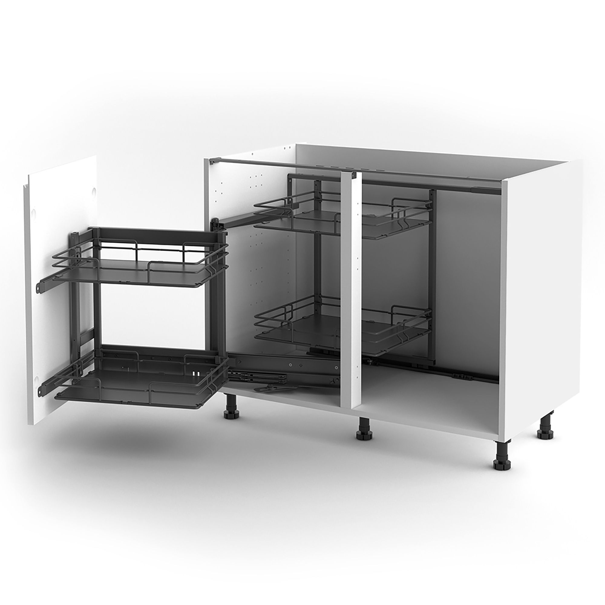 Grey Soft-close LH Corner cabinet 50cm Pull-out storage