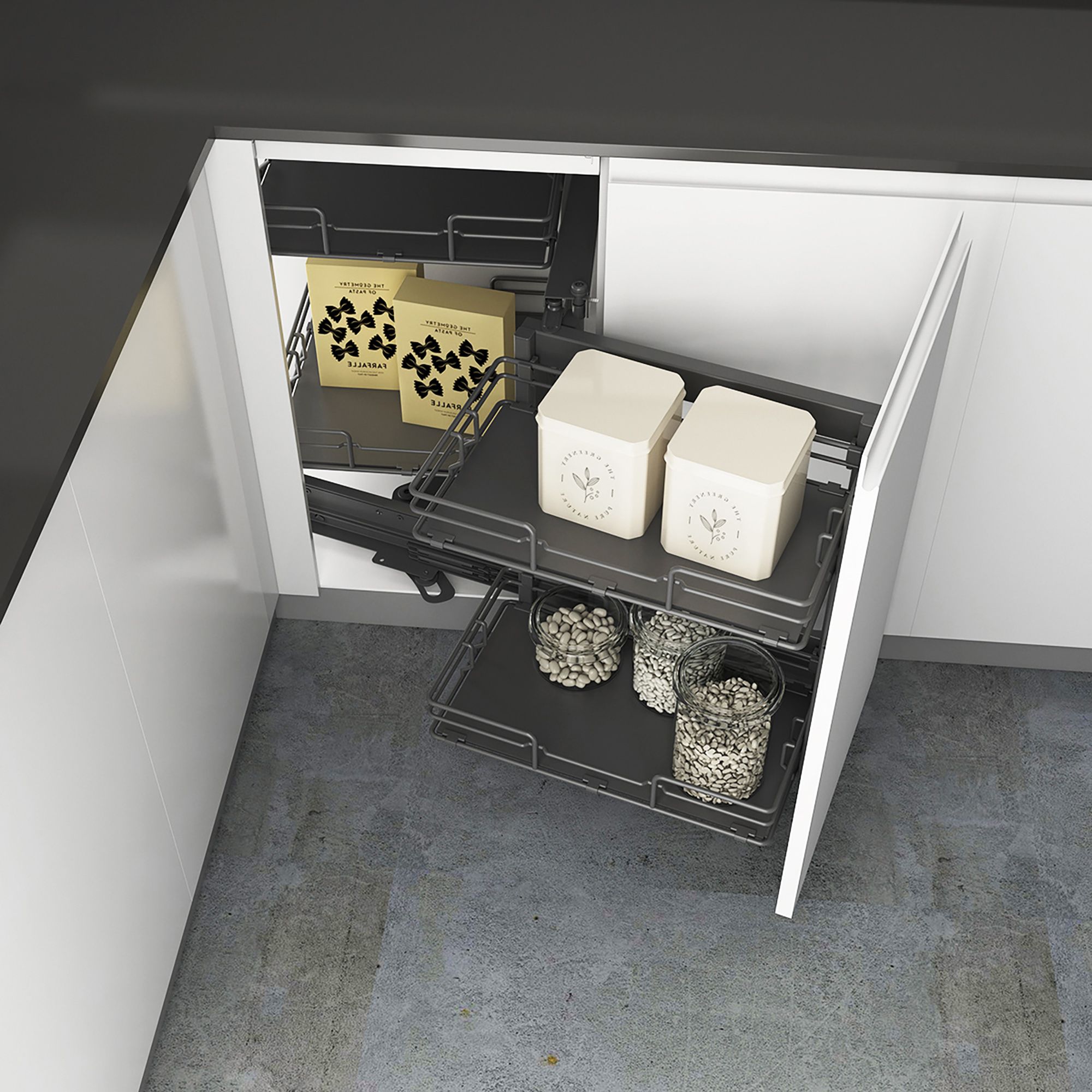 Grey Soft-close RH Corner cabinet 40cm Pull-out storage