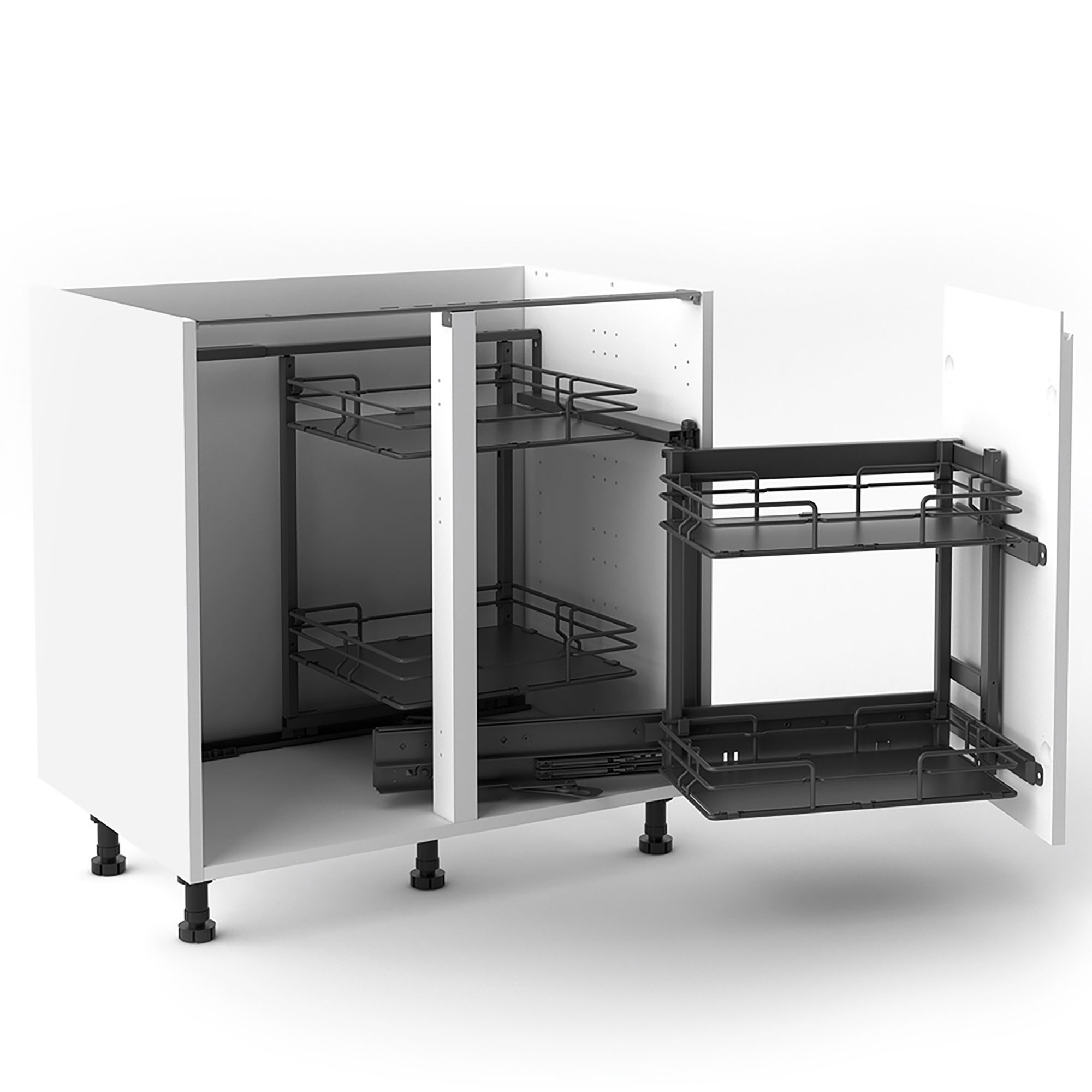 Grey Soft-close RH Corner cabinet 40cm Pull-out storage