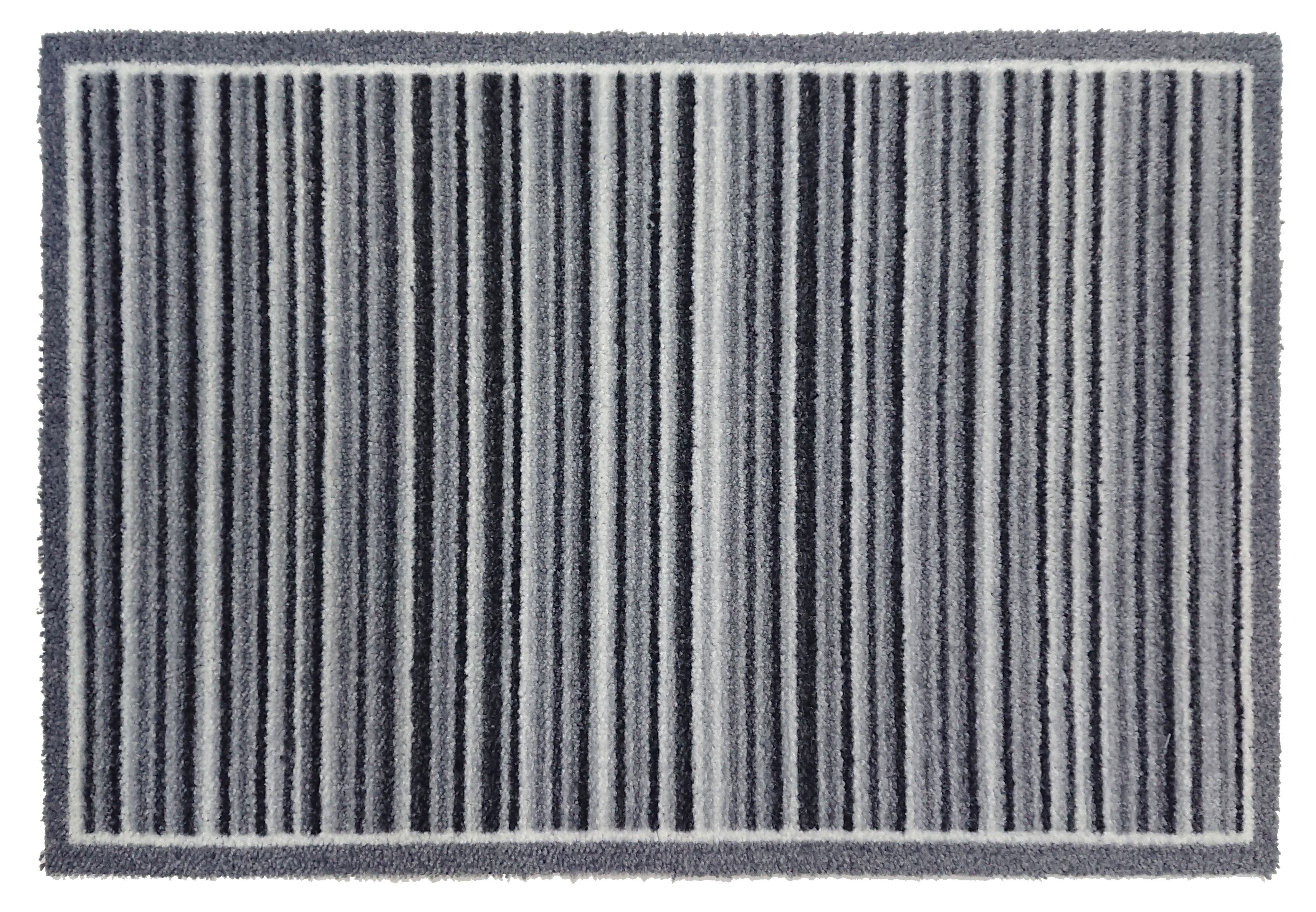 Grey Stripe Rectangular Door mat, 75cm x 50cm