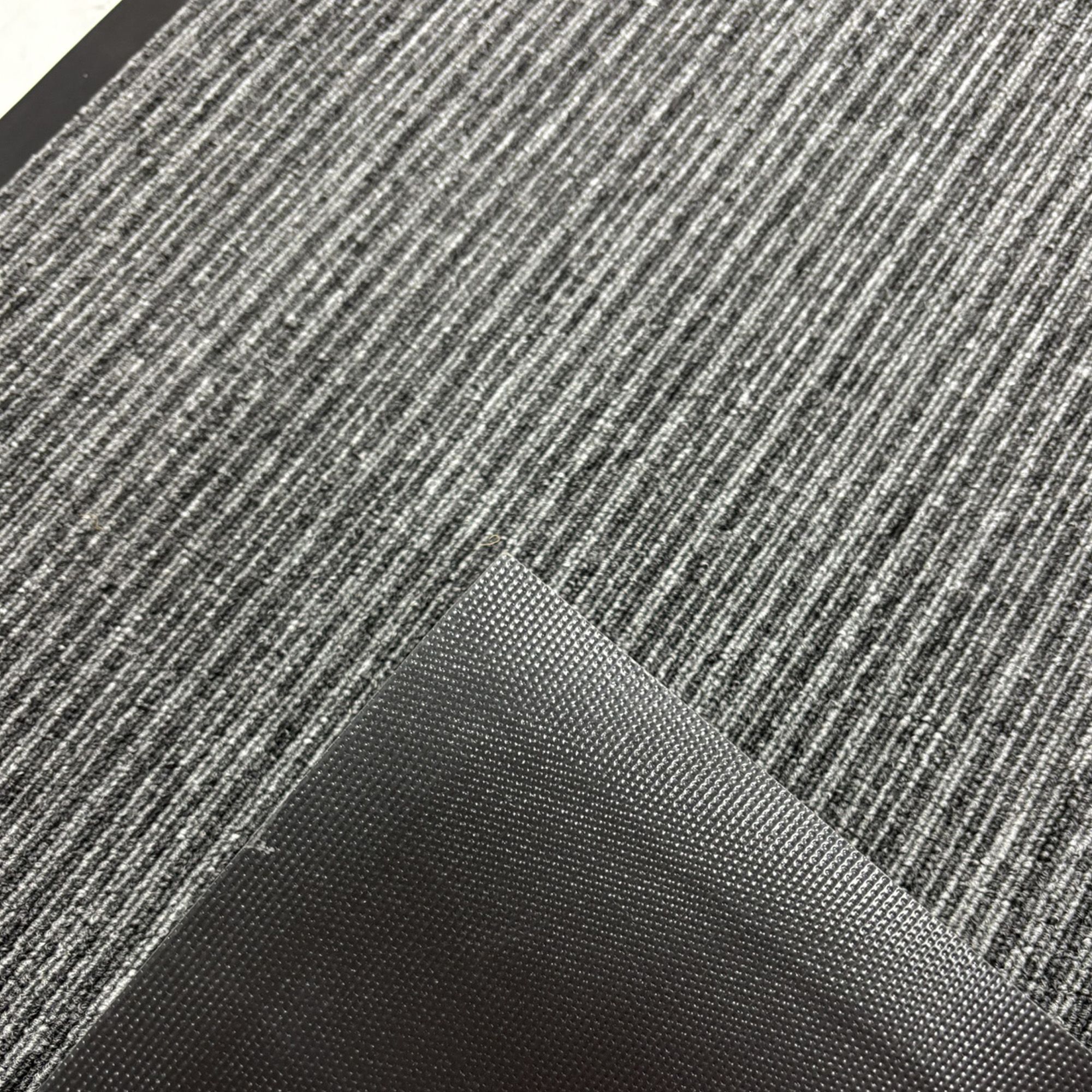 Grey Striped Rectangular Door mat, 45cm x 75cm