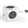 Grey & white 13A 4 socket Extension lead with USB, 1.5m