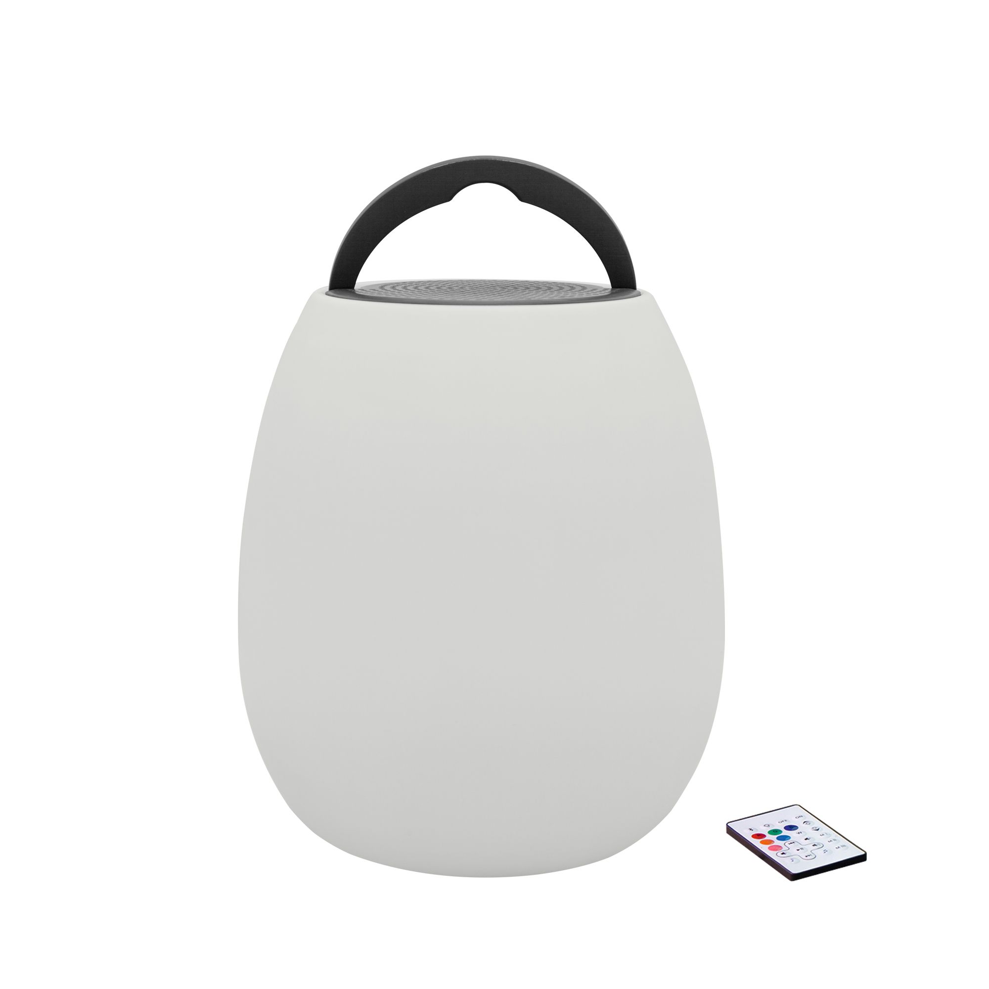 Grey & white Battery-powered RGB & cool white LED Outdoor Lantern speaker light