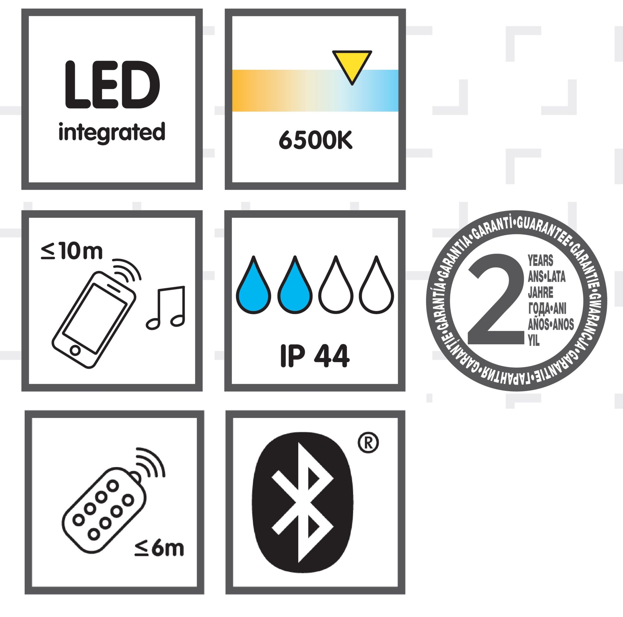 Grey & white Battery-powered RGB & cool white LED Outdoor Lantern speaker light