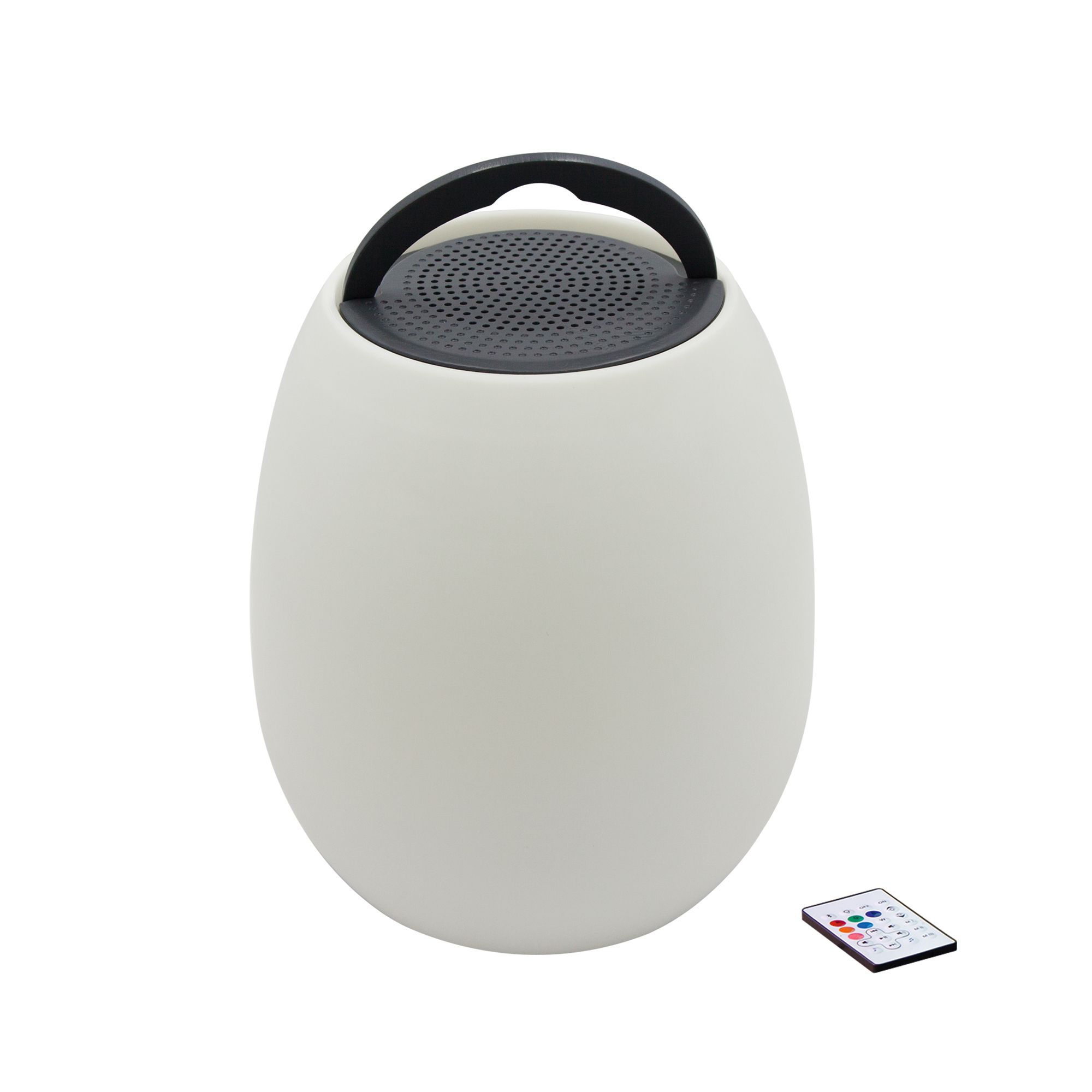 Grey & white Battery-powered RGB & cool white LED Outdoor Lantern speaker light