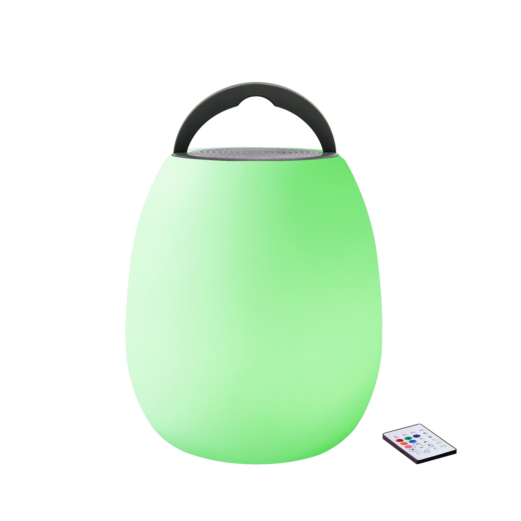 Grey & white Battery-powered RGB & cool white LED Outdoor Lantern speaker light