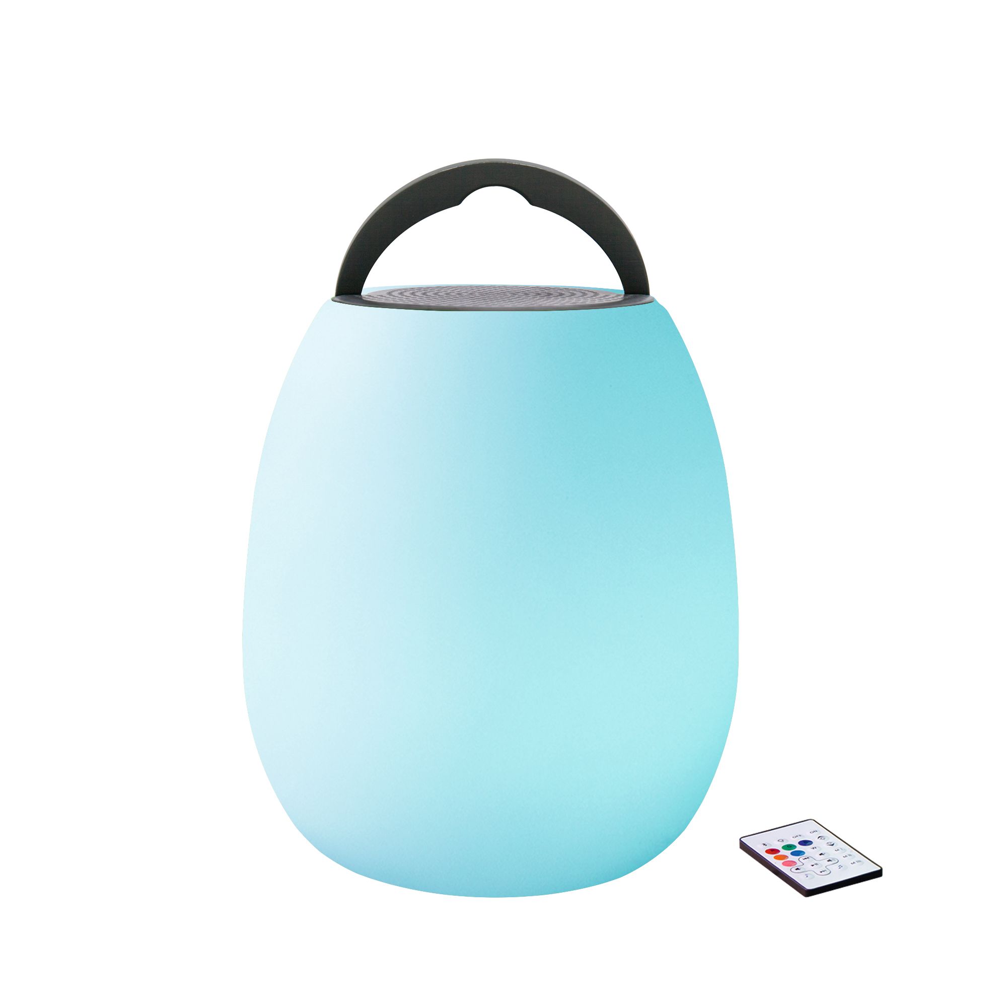 Grey & white Battery-powered RGB & cool white LED Outdoor Lantern speaker light
