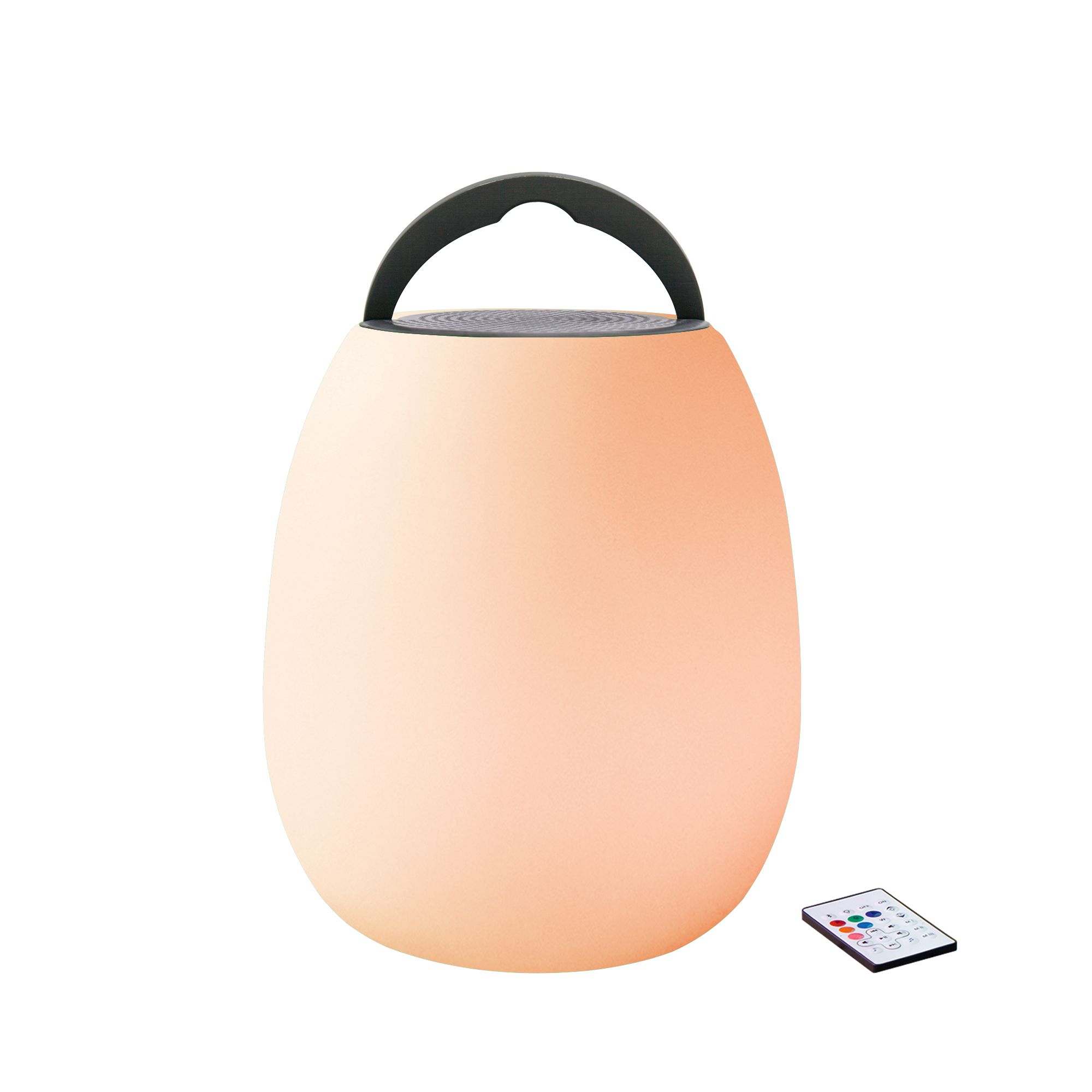 Grey & white Battery-powered RGB & cool white LED Outdoor Lantern speaker light