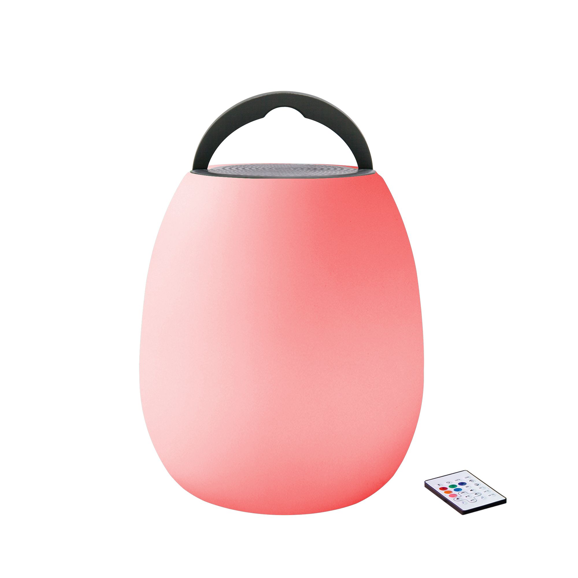 Grey & white Battery-powered RGB & cool white LED Outdoor Lantern speaker light