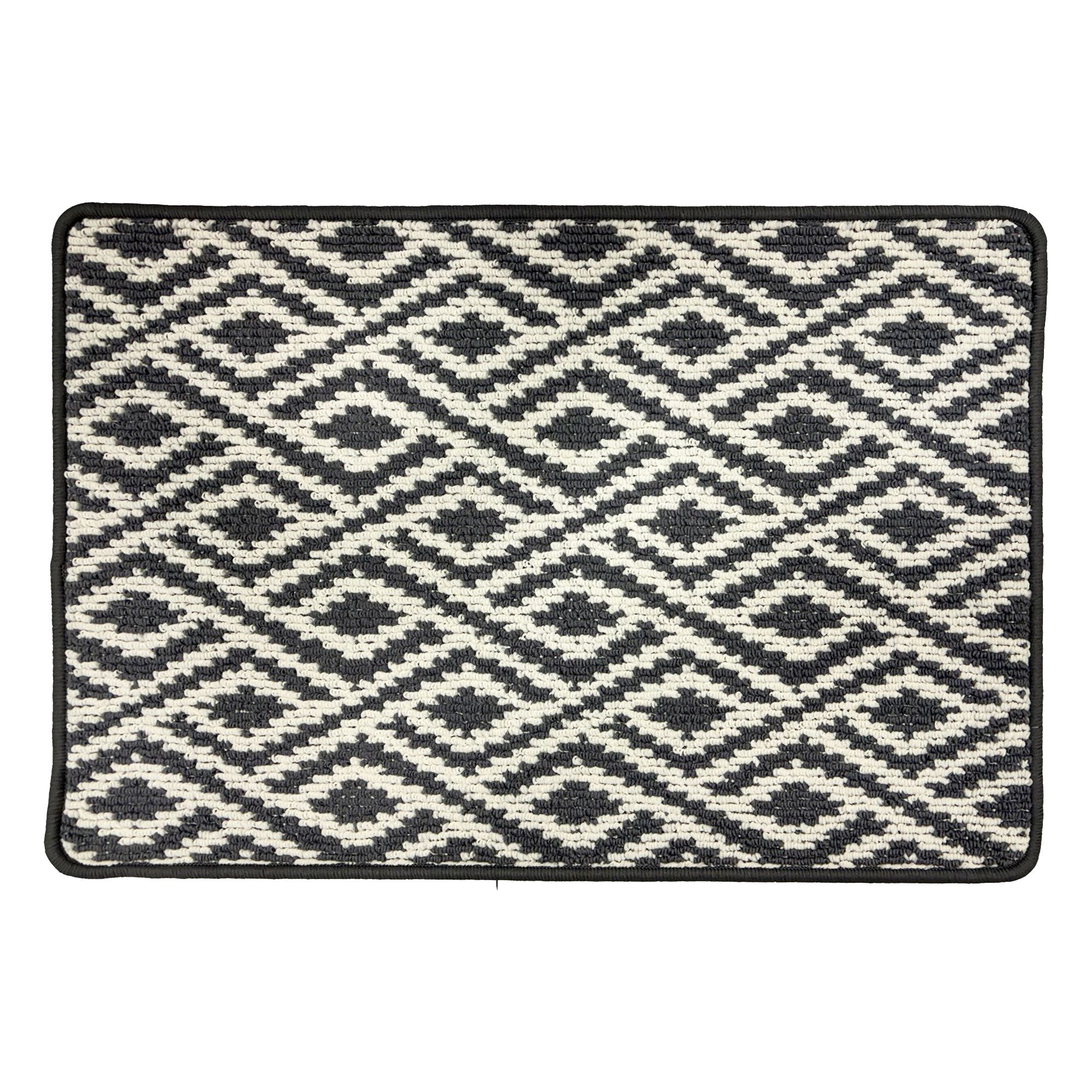 Grey & White Diamond Line Rectangular Door mat, 85cm x 57cm