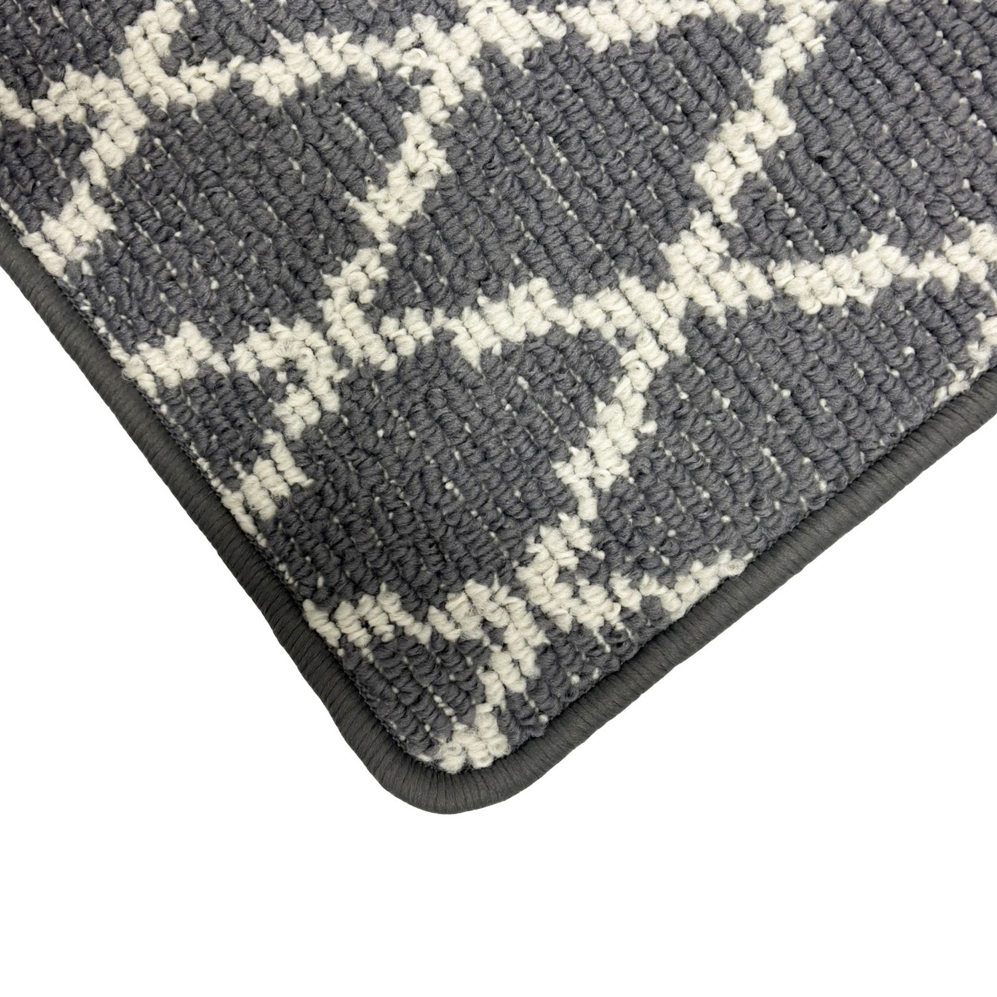 Grey & White Diamond Trellis Rectangular Door mat, 85cm x 57cm