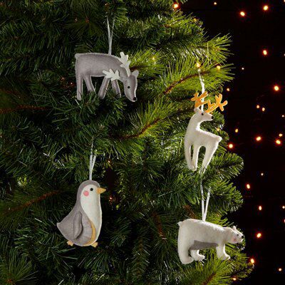 Grey & white Felt Reindeer Hanging decoration of 1
