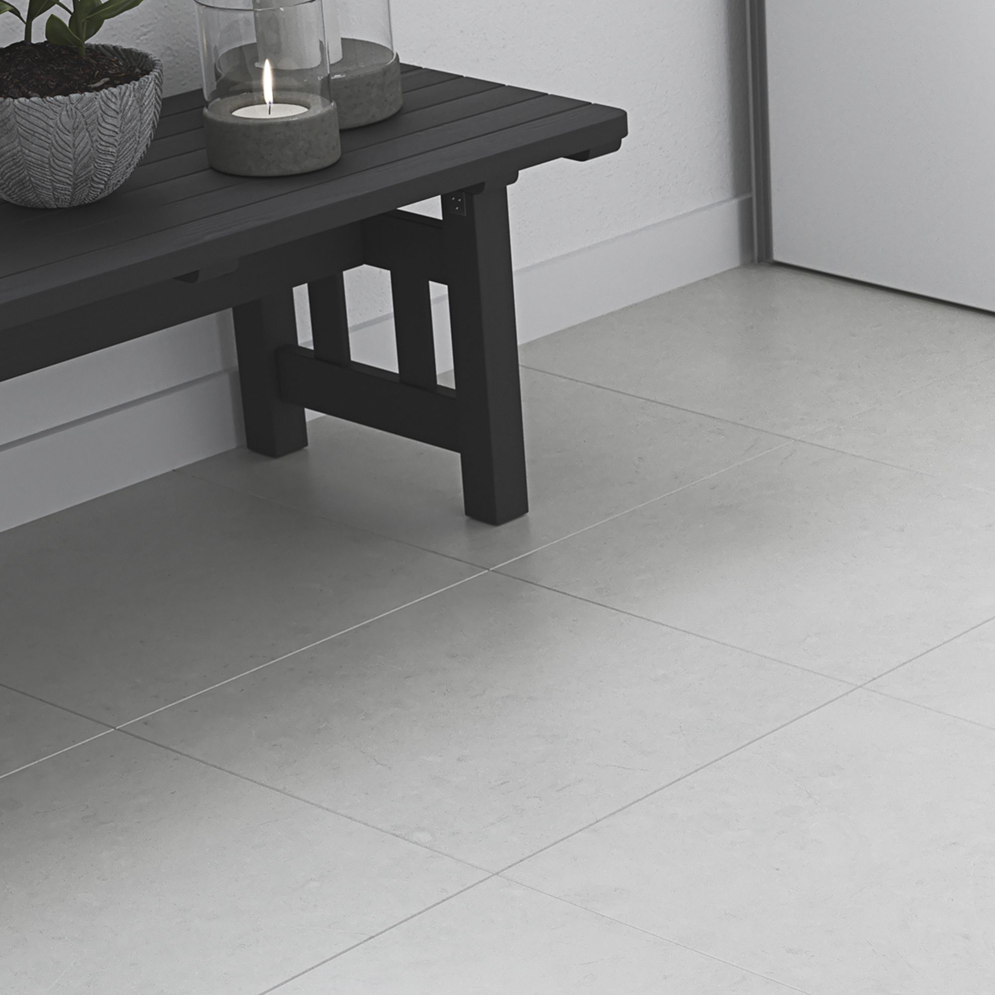 Grey & white Stone effect Self-adhesive Vinyl tile, 1.21m²
