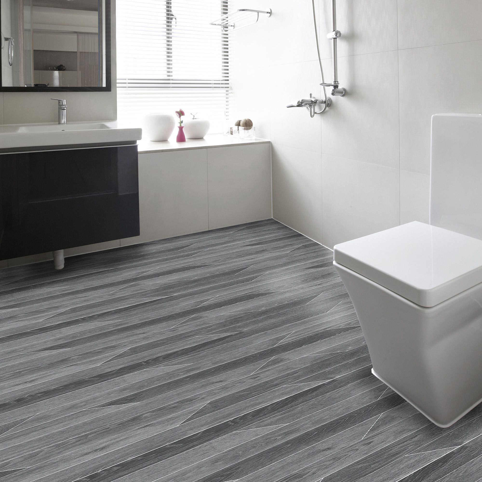Grey Wood effect Sheet vinyl Sheet vinyl, 6m²