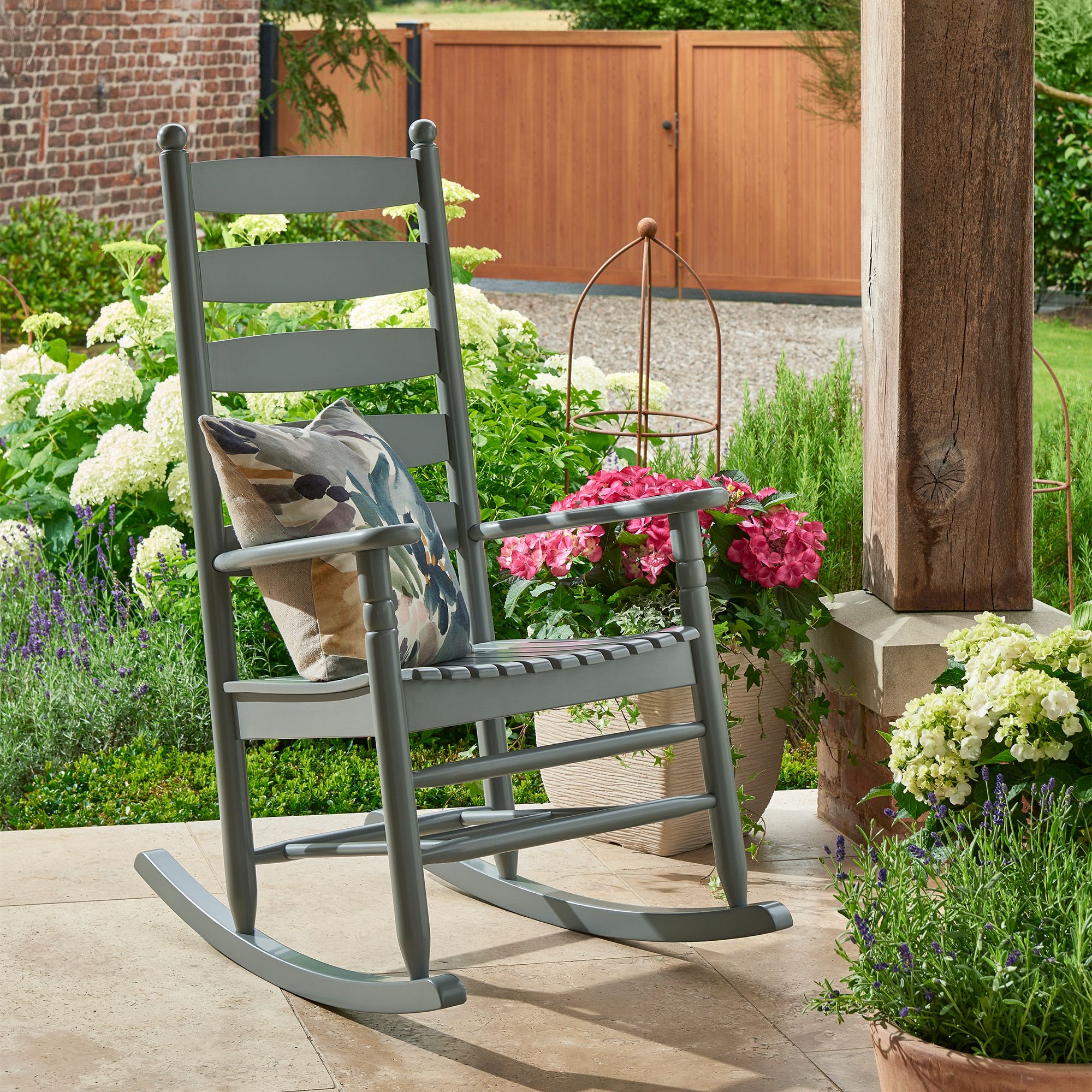 Grey Wooden Plain Rocking chair