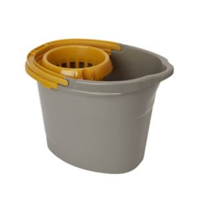 Grey & yellow Polypropylene 12L Bucket & wringer