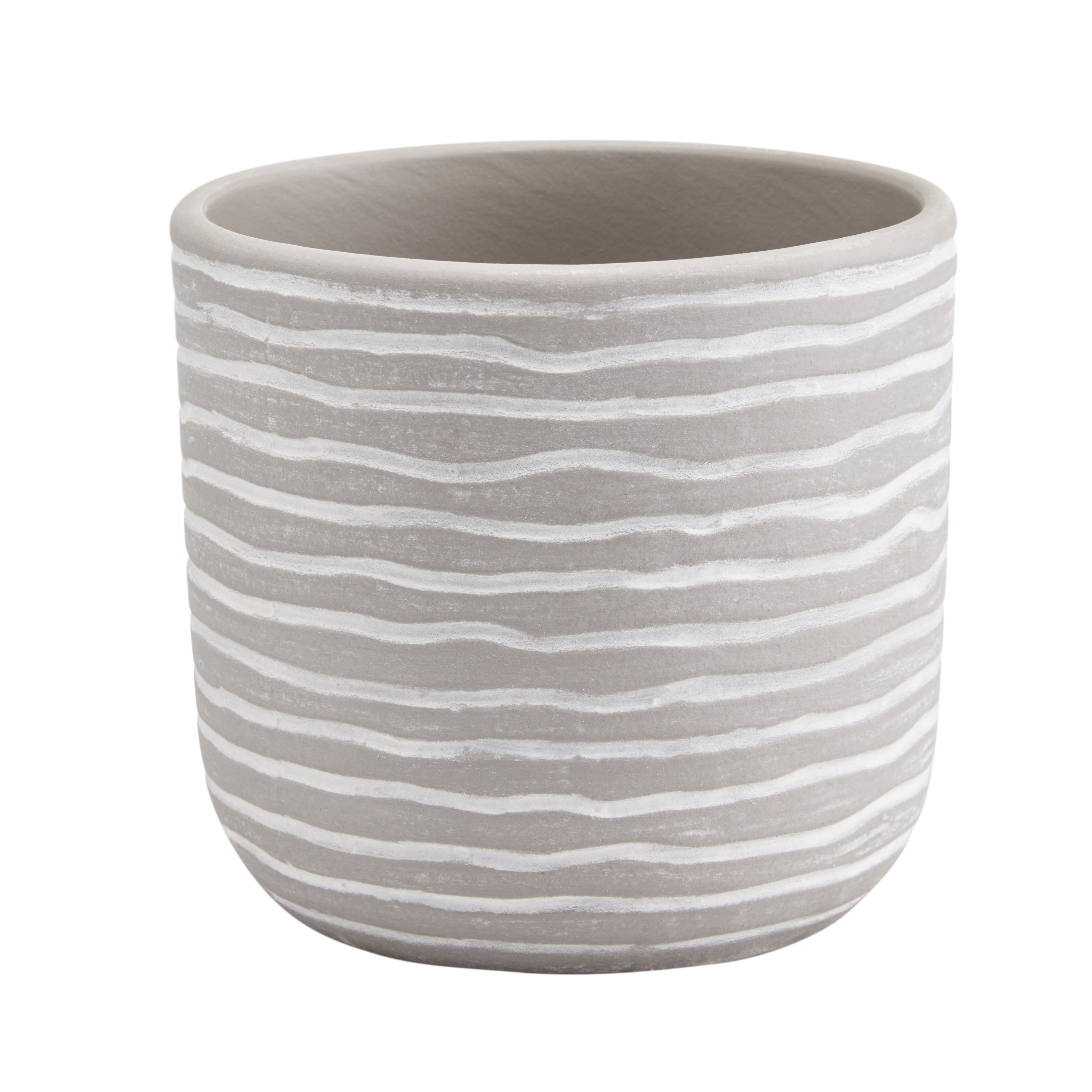 Griffin Clay Striped Circular Plant pot (Dia)12cm