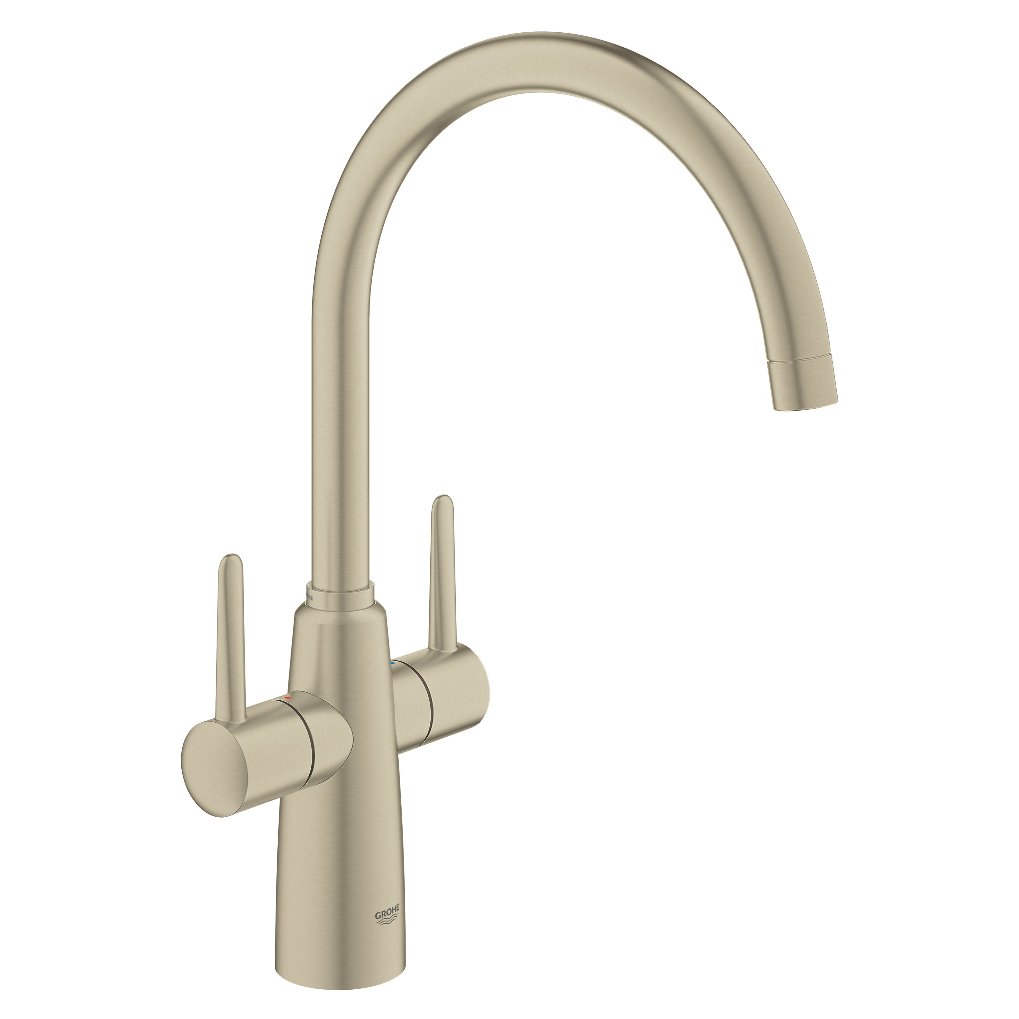 Grohe Ambi Brushed Nickel effect Kitchen Twin lever Tap